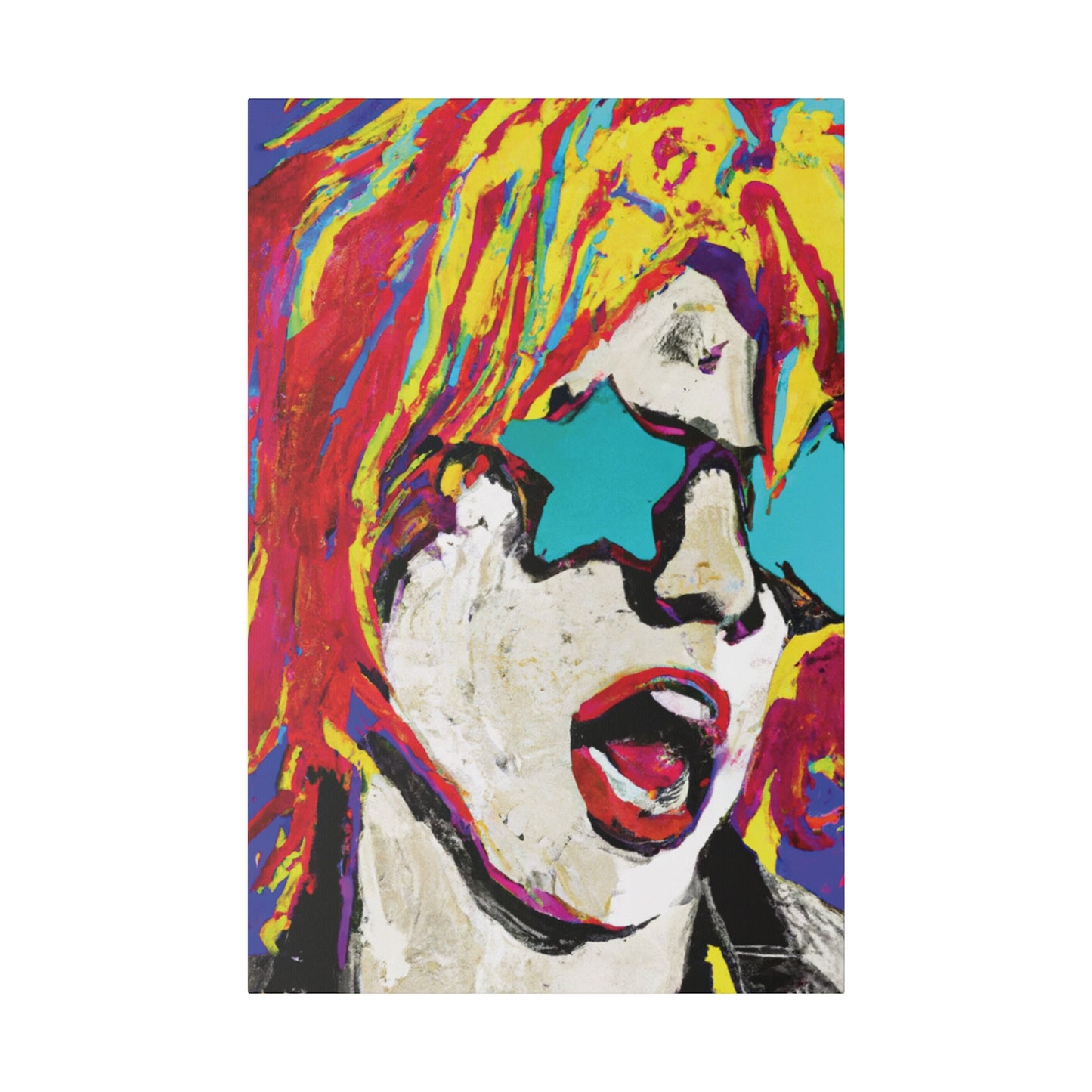 8876G - Rockstar Painting Print | Face | Abstract | Poster | Home Decor | Wall Art | Music Art | Canvas