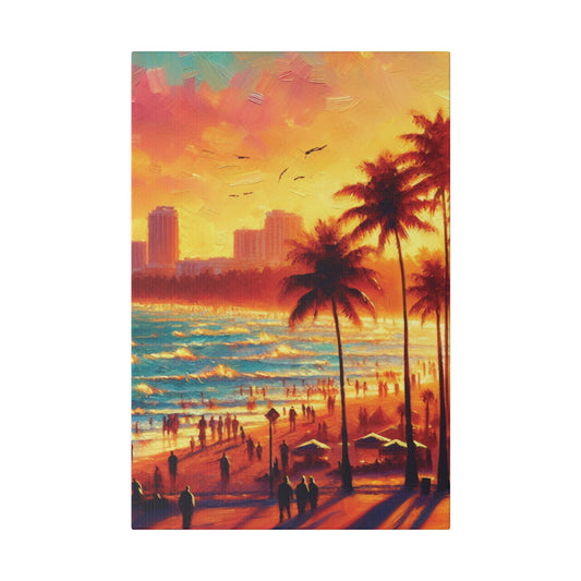 7693W - miami beach art, sunset background, ocean art work, beach art work, sunset designs, miami beach painting, miami beach print