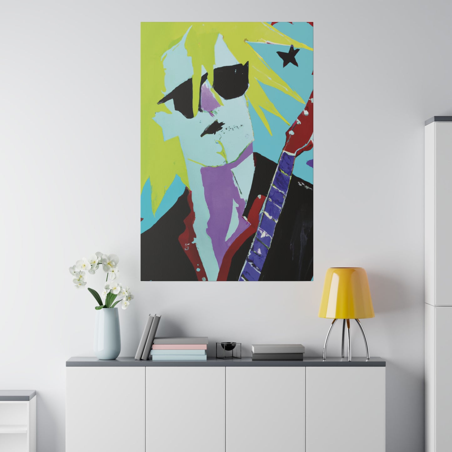 8267F - Rockstar Painting Print | Face | Abstract | Poster | Home Decor | Wall Art | Music Art | Canvas