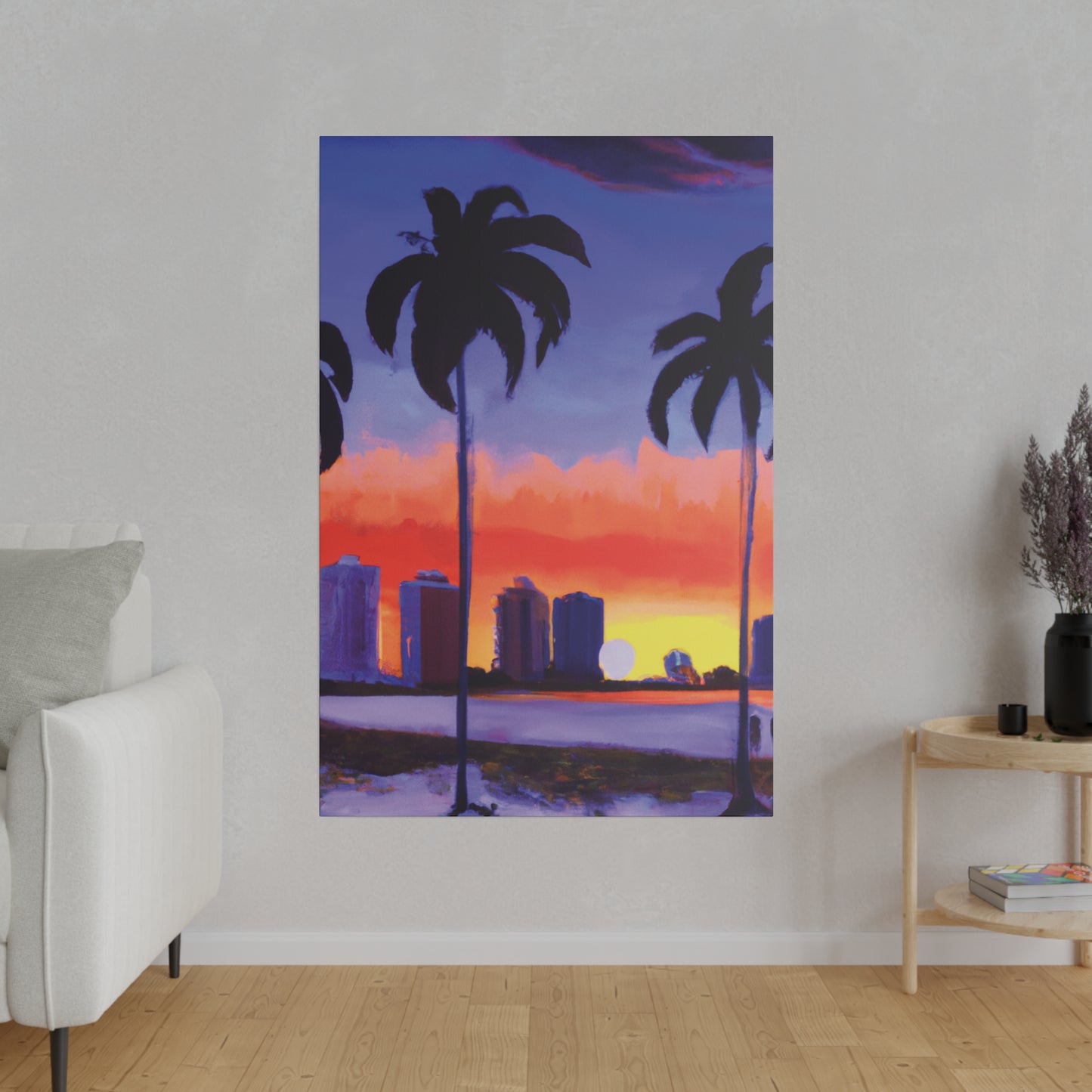 6829T - Miami Beach Sunset Painting Print | Miami | Beach | Sunset | Poster | Home Decor | Wall Art | Canvas