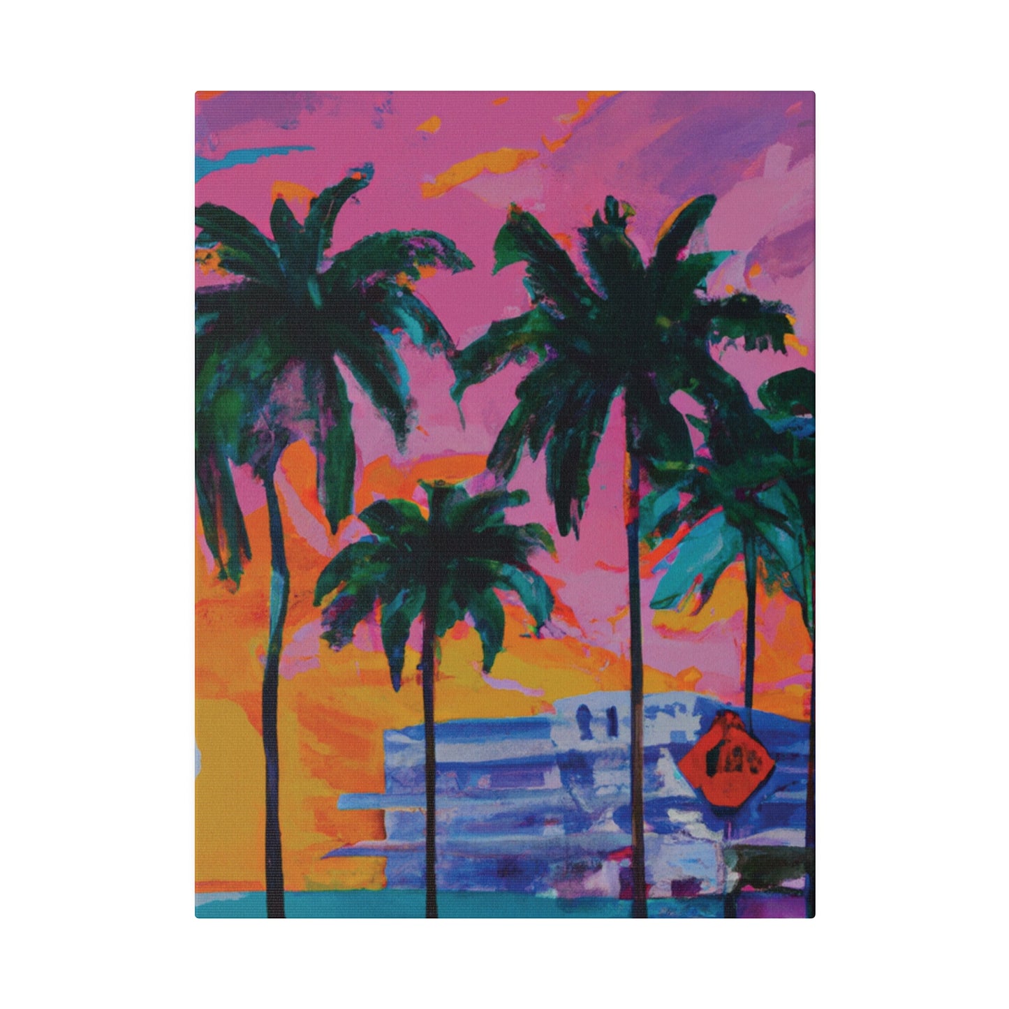 5487P - Miami Beach Sunset Painting Print | Miami | Beach | Sunset | Poster | Home Decor | Wall Art | Canvas