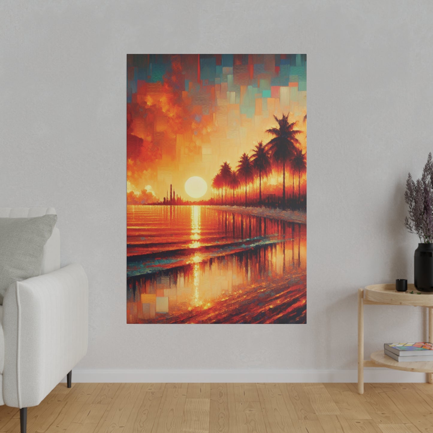 4172M - miami beach art, sunset background, ocean art work, beach art work, sunset designs, miami beach painting, miami beach print