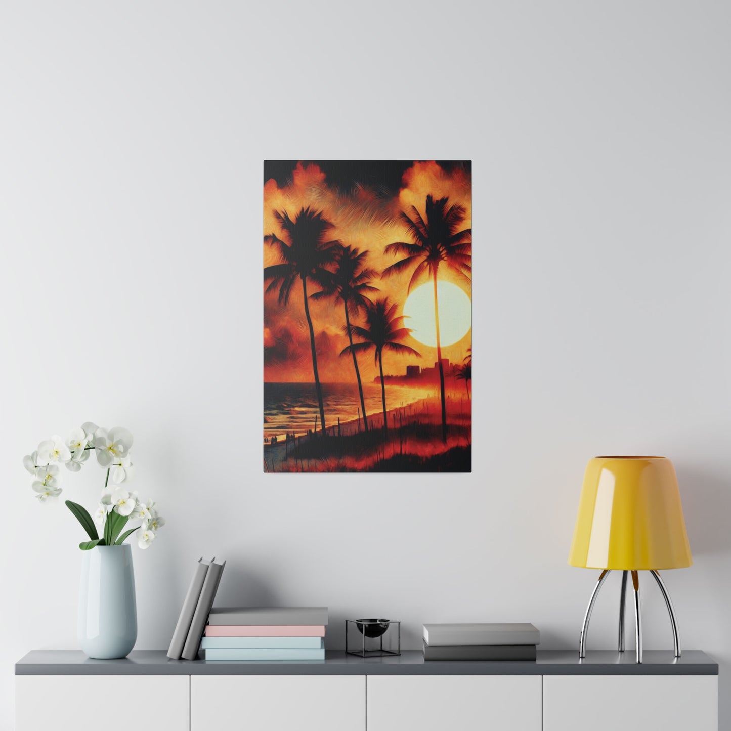 7135K - miami beach art, sunset background, ocean art work, beach art work, sunset designs, miami beach painting, miami beach print