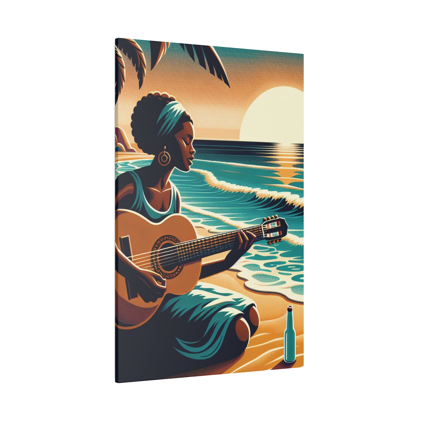 3814G - music art work, musician gift ideas, sunset background, sunset designs, ocean art work, beach art work, guitar art work, guitar player