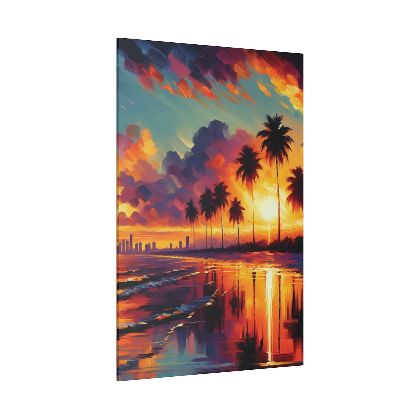 6720B - miami beach art, sunset background, ocean art work, beach art work, sunset designs, miami beach painting, miami beach print