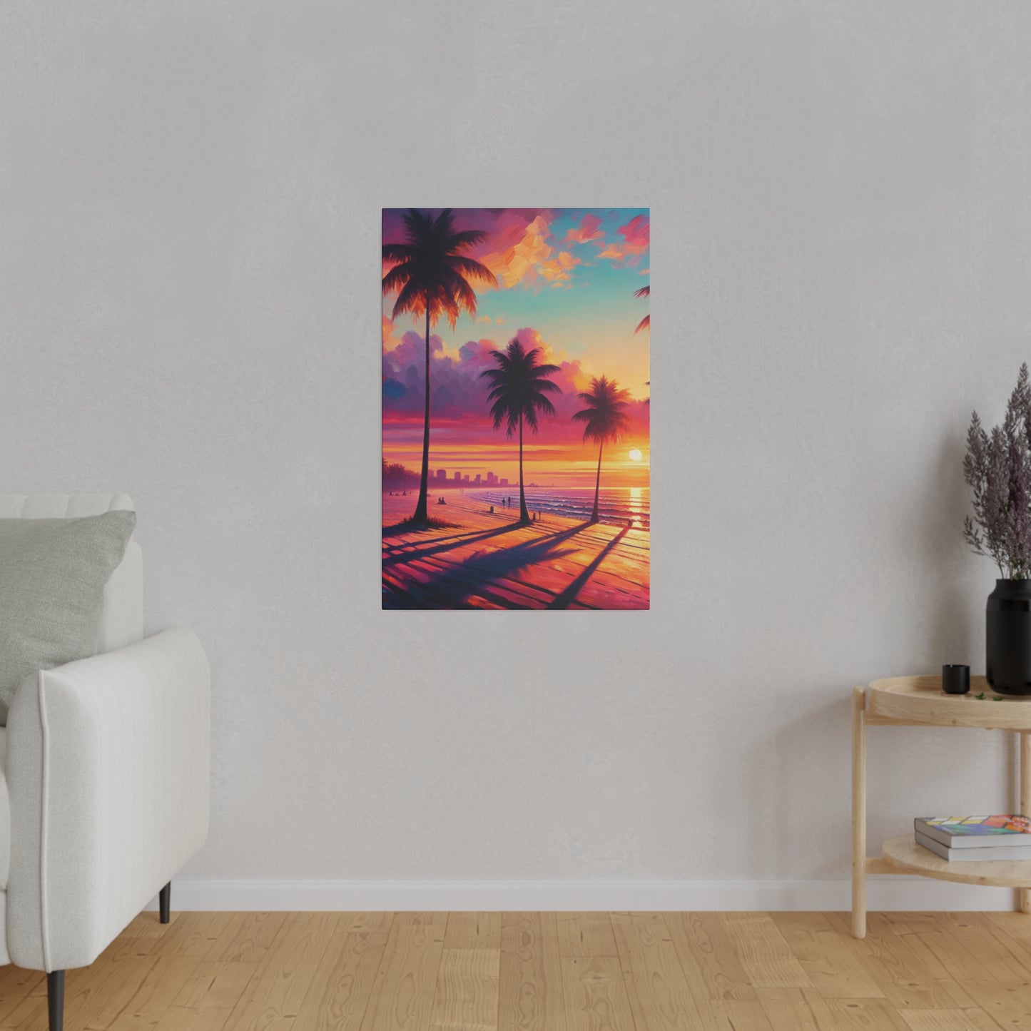 3796Q - miami beach art, sunset background, ocean art work, beach art work, sunset designs, miami beach painting, miami beach print