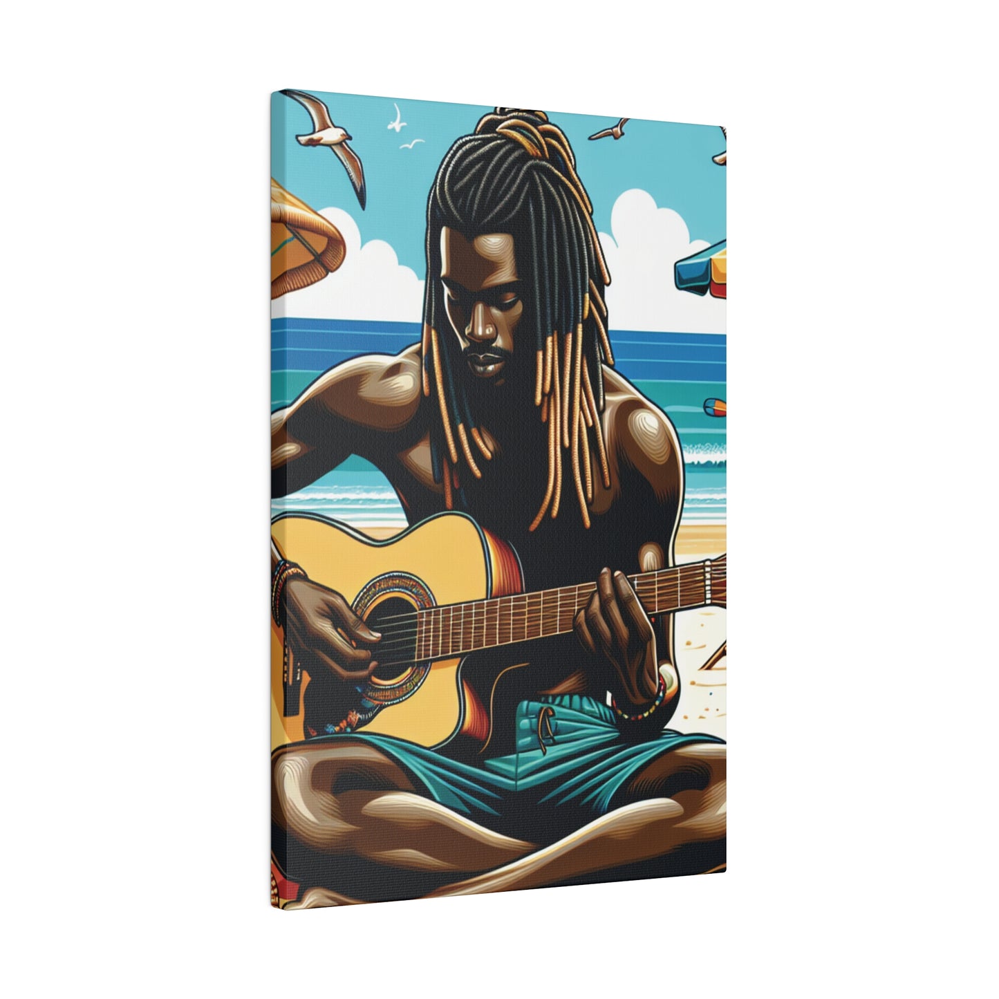 3449J - music art work, musician gift ideas, sunset background, sunset designs, ocean art work, beach art work, guitar art work, guitar player