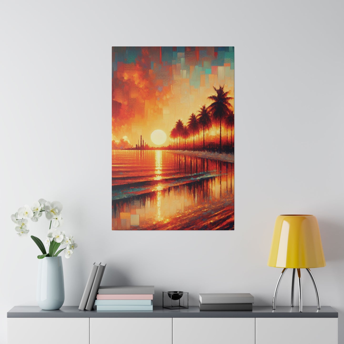 4172M - miami beach art, sunset background, ocean art work, beach art work, sunset designs, miami beach painting, miami beach print