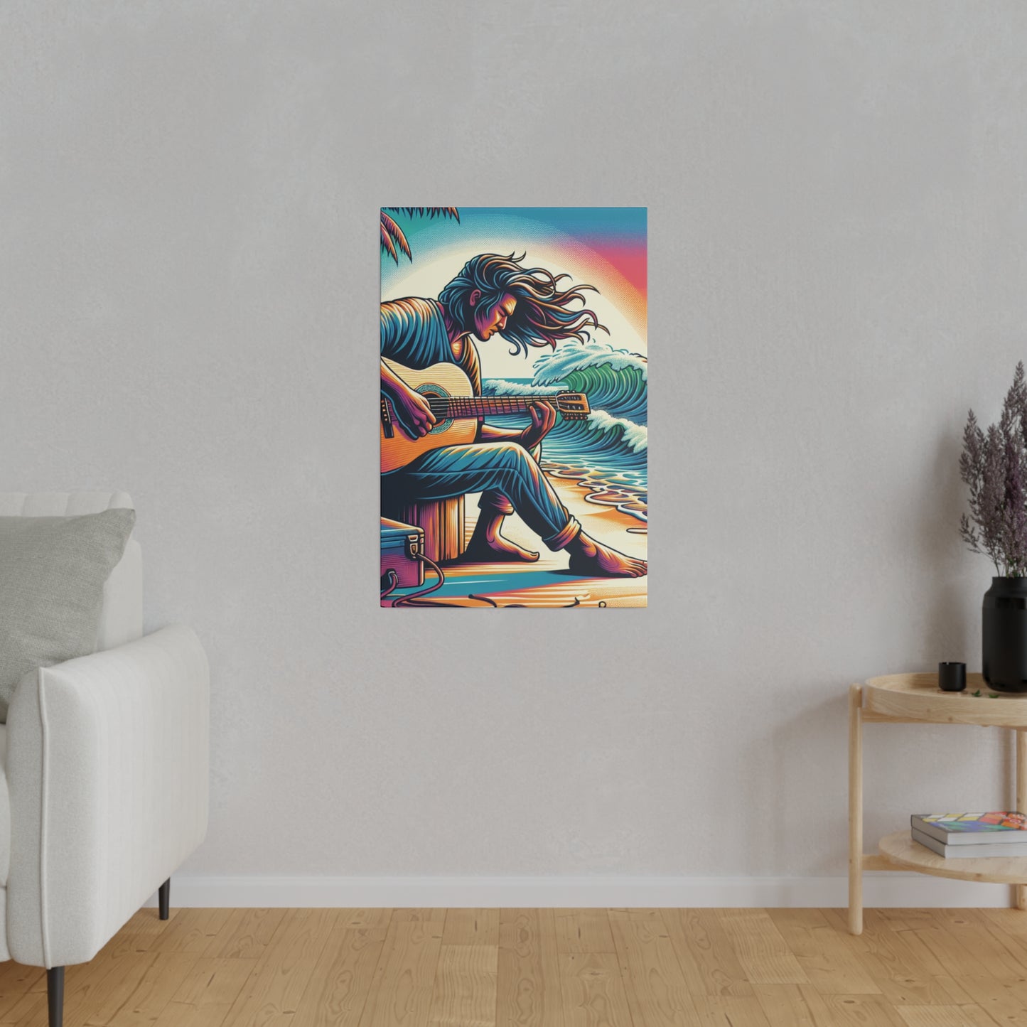 6294F - music art work, musician gift ideas, sunset background, sunset designs, ocean art work, beach art work, guitar art work, guitar player