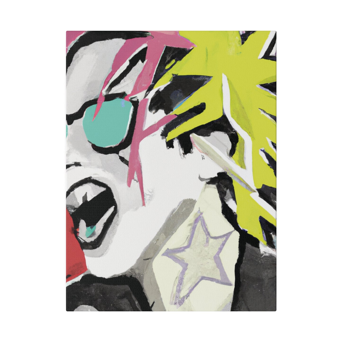9589K - Rockstar Painting Print | Face | Abstract | Poster | Home Decor | Wall Art | Music Art | Canvas