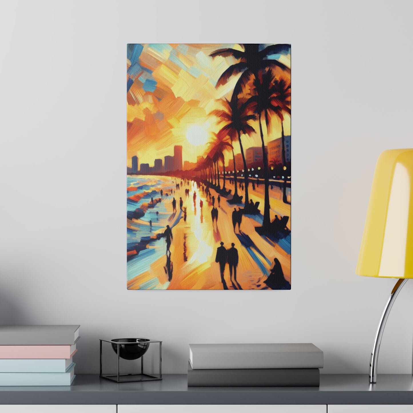 7846G - Miami Beach Sunset Painting Print | Miami | Beach | Sunset | Poster | Home Decor | Wall Art | Canvas