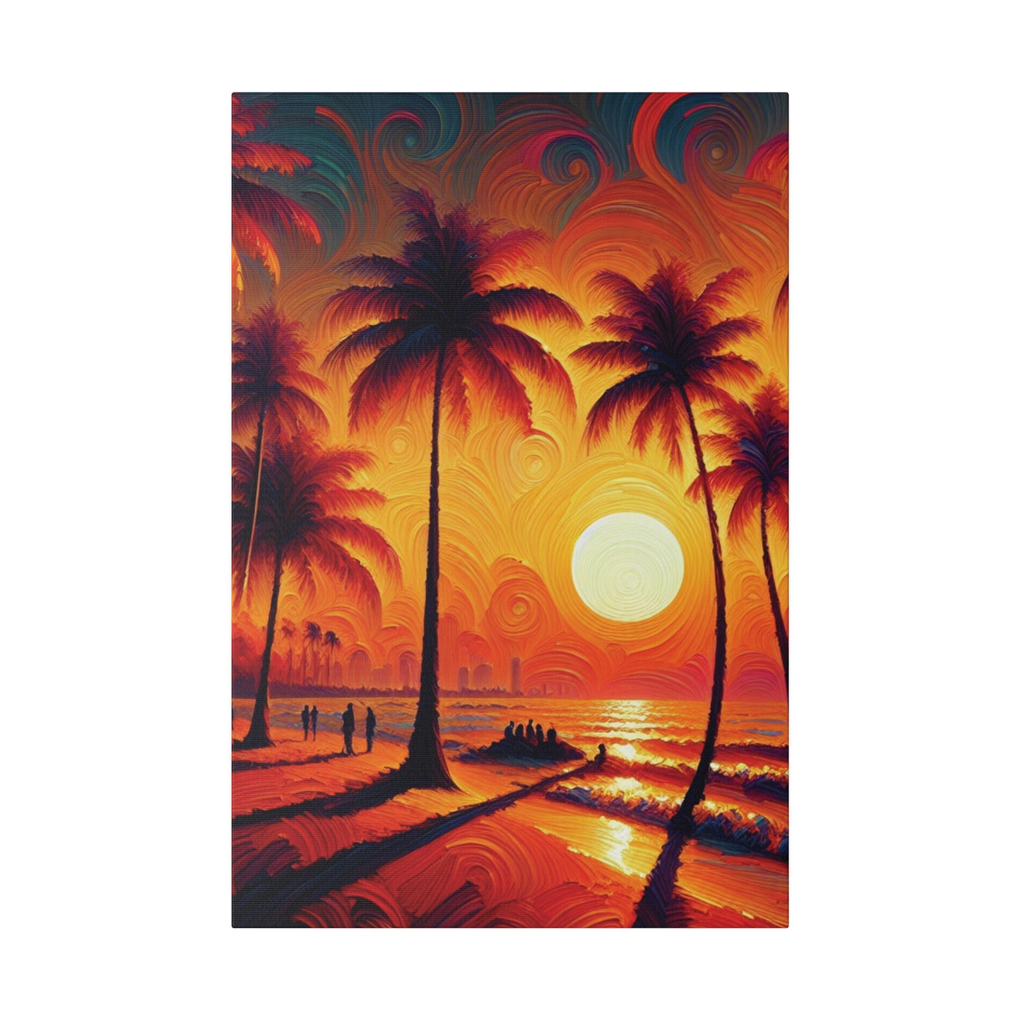 4267J - miami beach art, sunset background, ocean art work, beach art work, sunset designs, miami beach painting, miami beach print