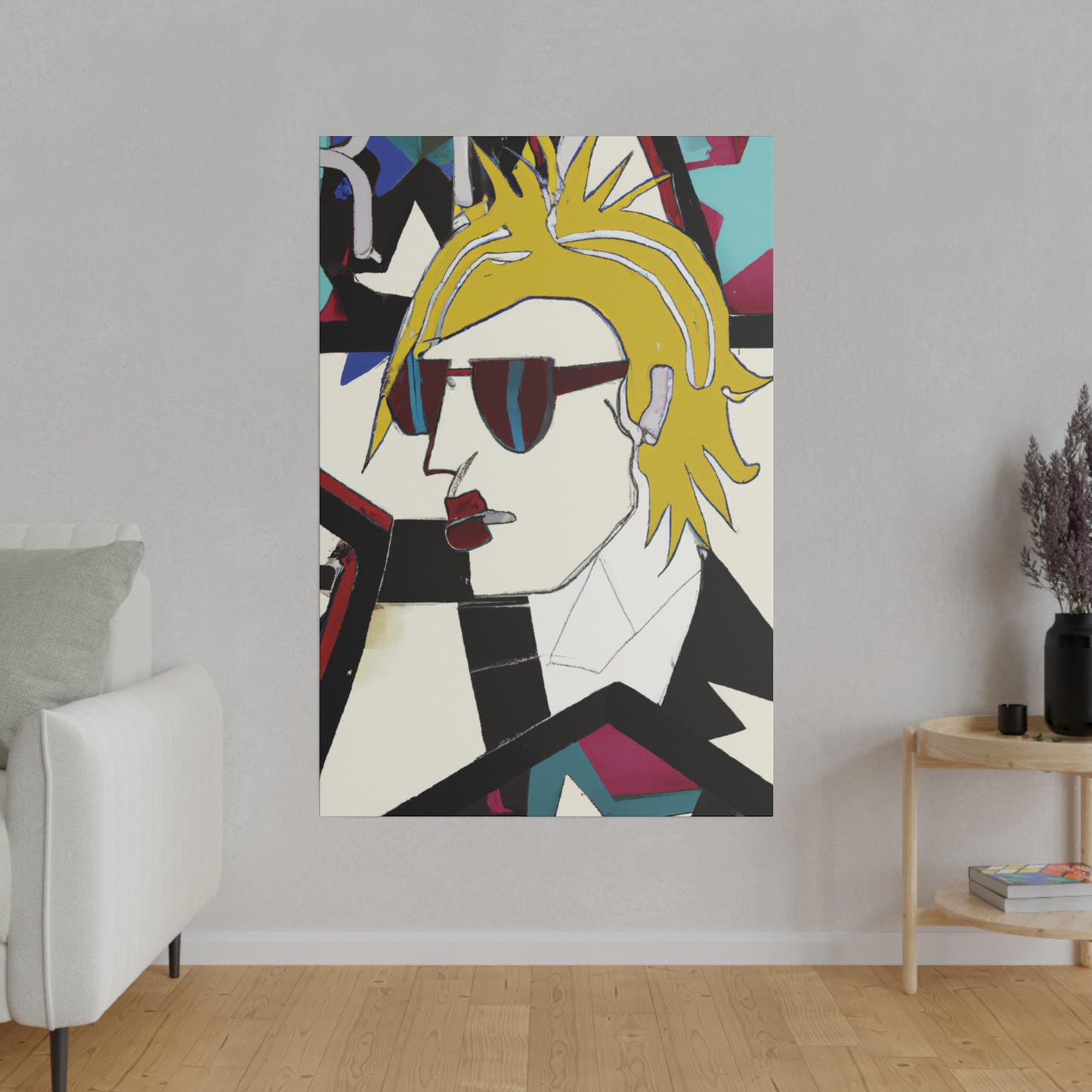 6895N - Rockstar Painting Print | Face | Abstract | Poster | Home Decor | Wall Art | Music Art | Canvas