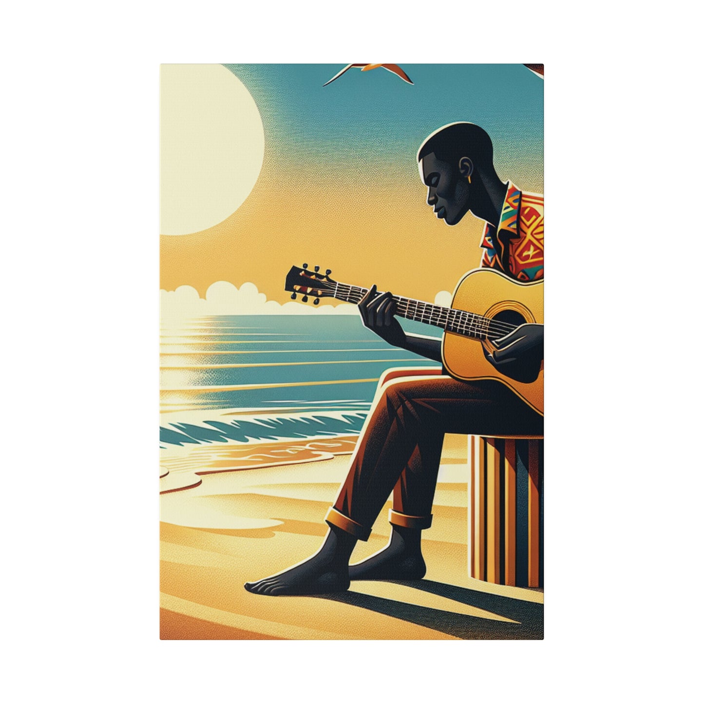 3127J - music art work, musician gift ideas, sunset background, sunset designs, ocean art work, beach art work, guitar art work, guitar player