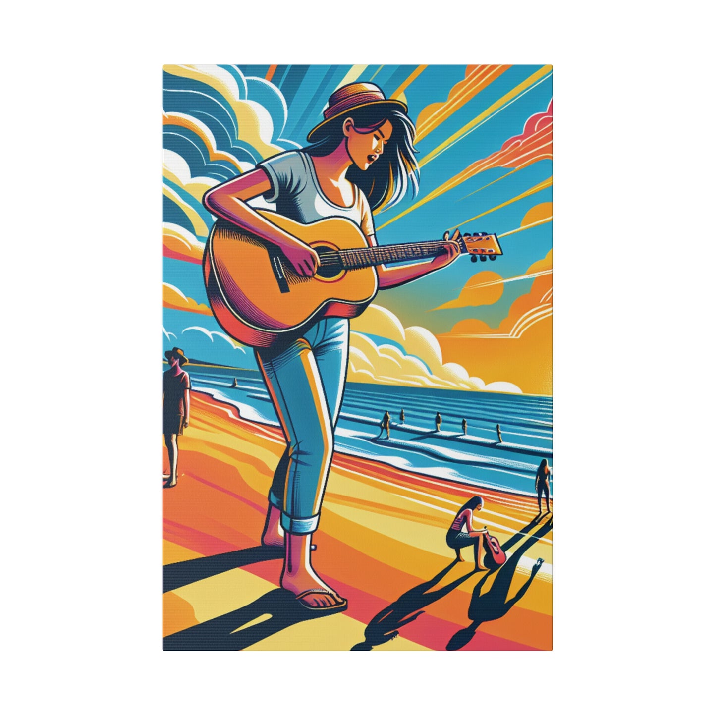 8246J - music art work, musician gift ideas, sunset background, sunset designs, ocean art work, beach art work, guitar art work, guitar player