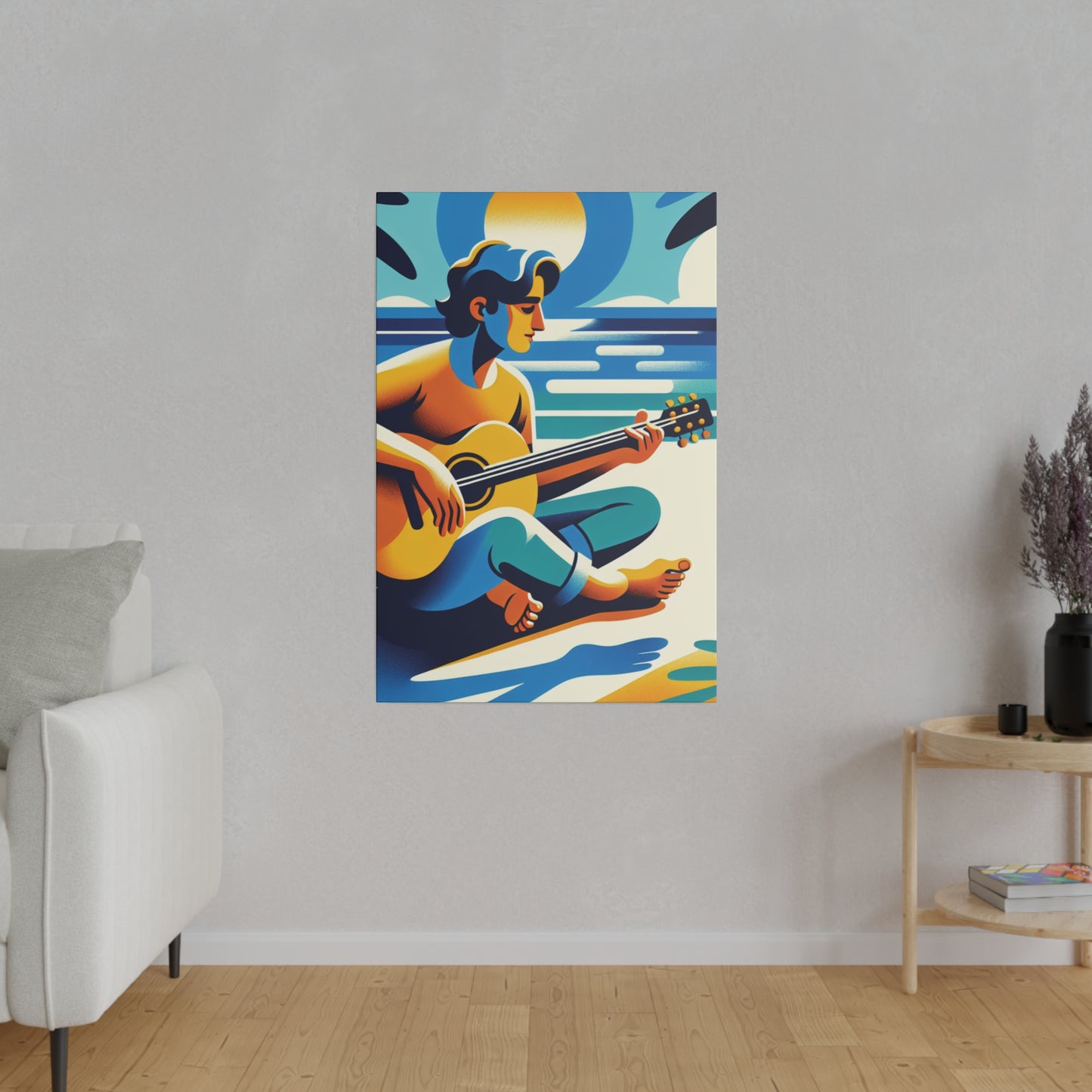 2967Z - music art work, musician gift ideas, sunset background, sunset designs, ocean art work, beach art work, guitar art work, guitar player