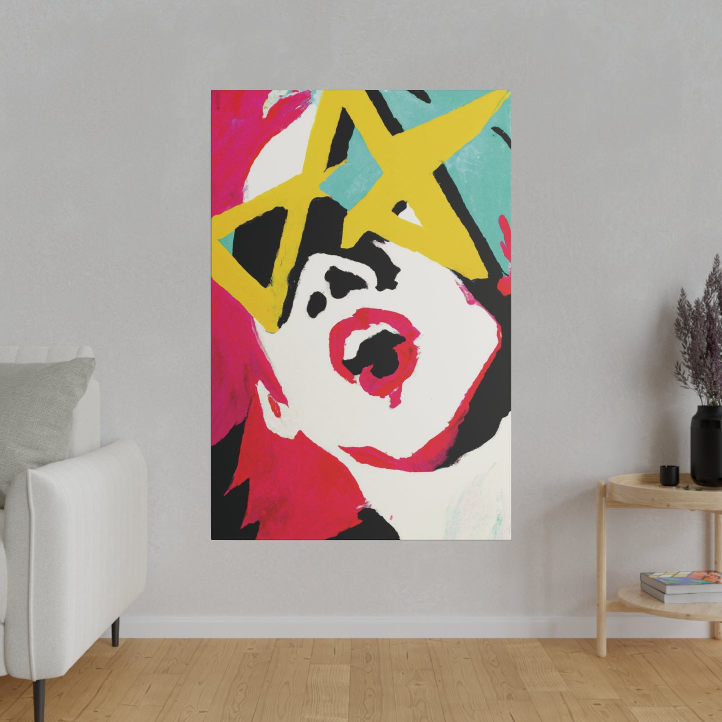 9419T - Rockstar Painting Print | Face | Abstract | Poster | Home Decor | Wall Art | Music Art | Canvas