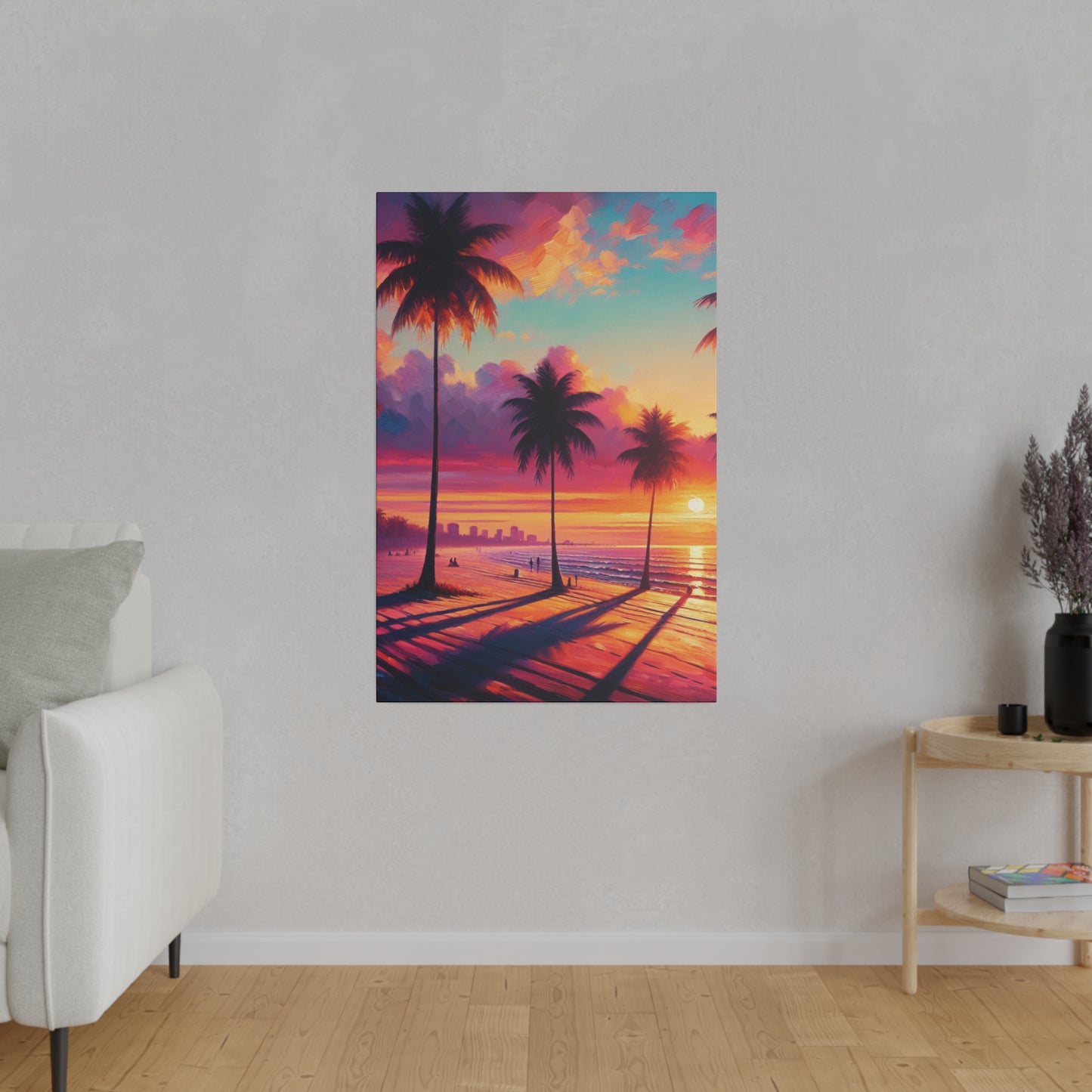 3796Q - miami beach art, sunset background, ocean art work, beach art work, sunset designs, miami beach painting, miami beach print