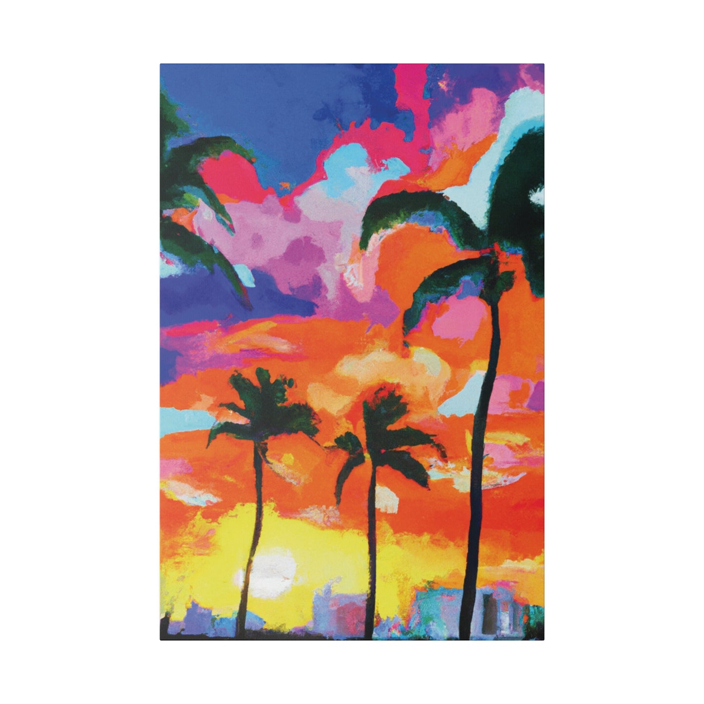 8579F - Miami Beach Sunset Painting Print | Miami | Beach | Sunset | Poster | Home Decor | Wall Art | Canvas