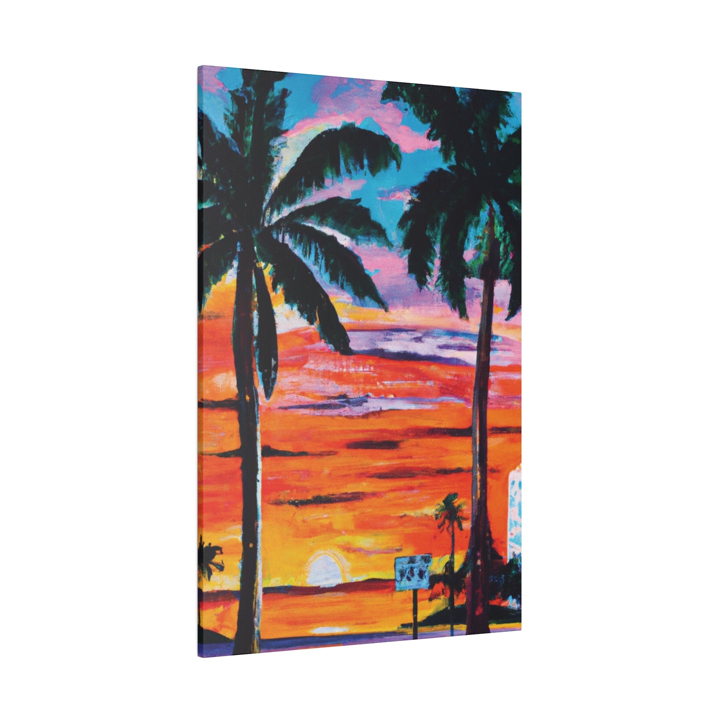 7358V - Miami Beach Sunset Painting Print | Miami | Beach | Sunset | Poster | Home Decor | Wall Art | Canvas