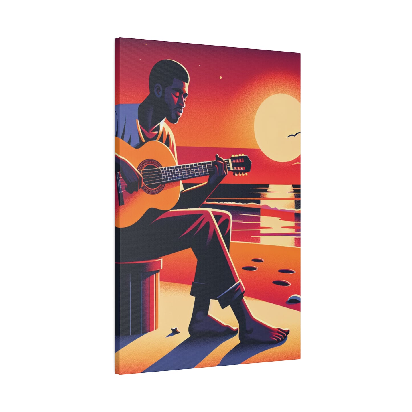 3625H - music art work, musician gift ideas, sunset background, sunset designs, ocean art work, beach art work, guitar art work, guitar player