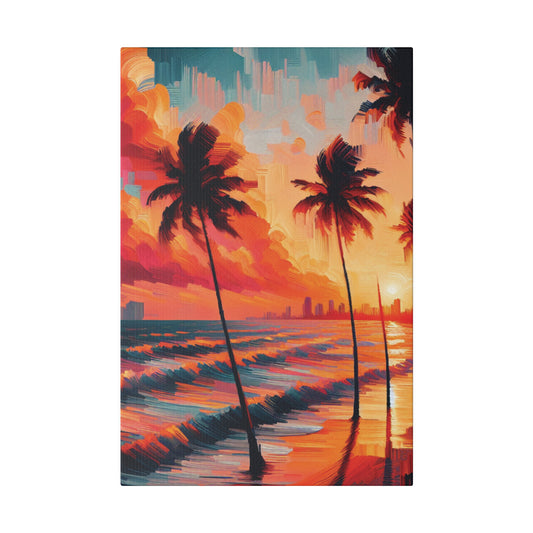 2476Z - miami beach art, sunset background, ocean art work, beach art work, sunset designs, miami beach painting, miami beach print