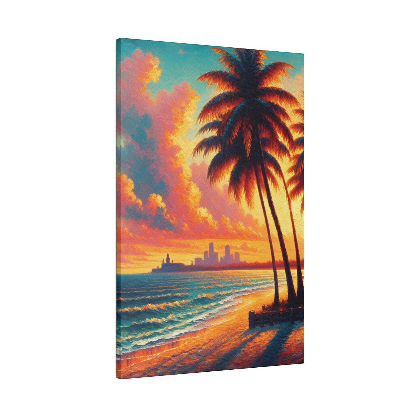 4593M - miami beach art, sunset background, ocean art work, beach art work, sunset designs, miami beach painting, miami beach print