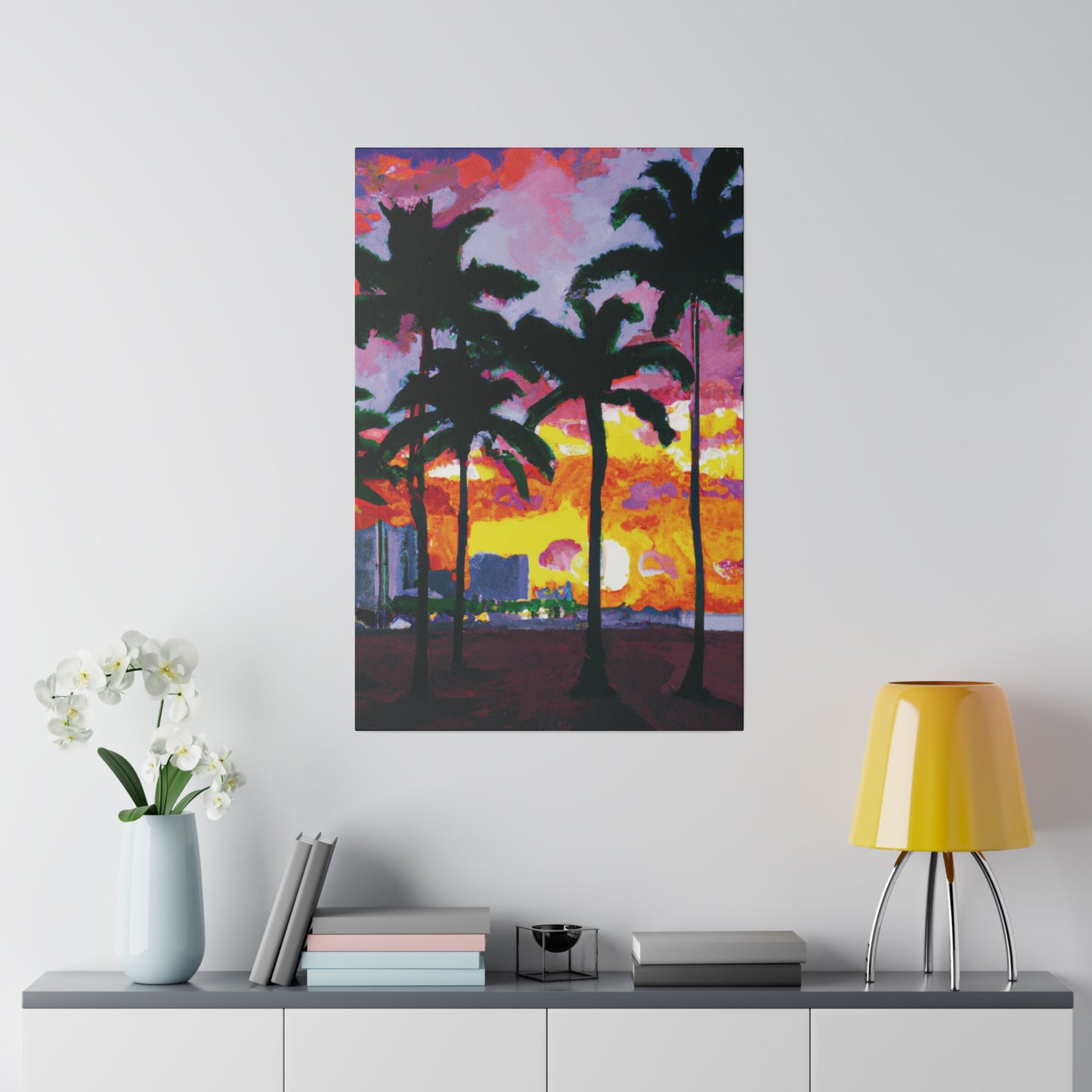 6342T - Miami Beach Sunset Painting Print | Miami | Beach | Sunset | Poster | Home Decor | Wall Art | Canvas