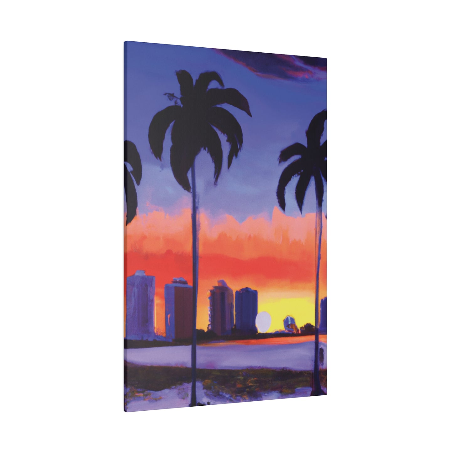 6829T - Miami Beach Sunset Painting Print | Miami | Beach | Sunset | Poster | Home Decor | Wall Art | Canvas