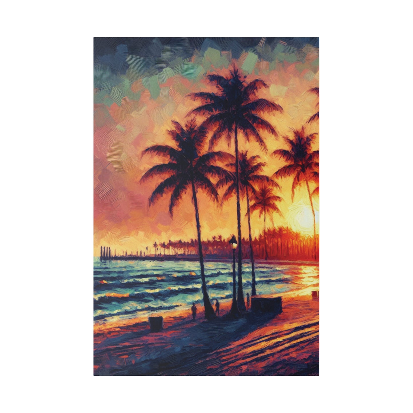 6327K - miami beach art, sunset background, ocean art work, beach art work, sunset designs, miami beach painting, miami beach print