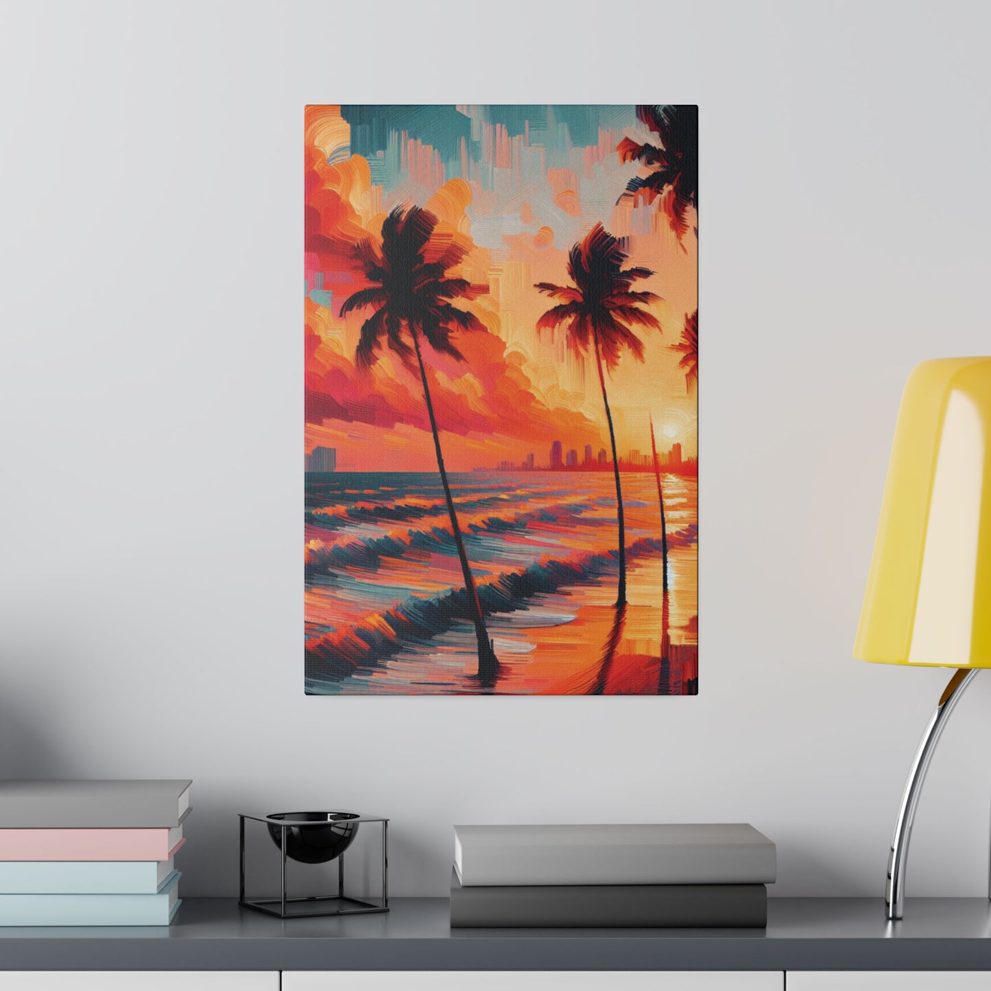 2476Z - miami beach art, sunset background, ocean art work, beach art work, sunset designs, miami beach painting, miami beach print