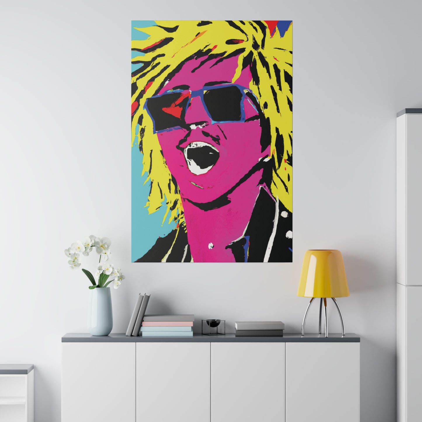 8376W - Rockstar Painting Print | Face | Abstract | Poster | Home Decor | Wall Art | Music Art | Canvas