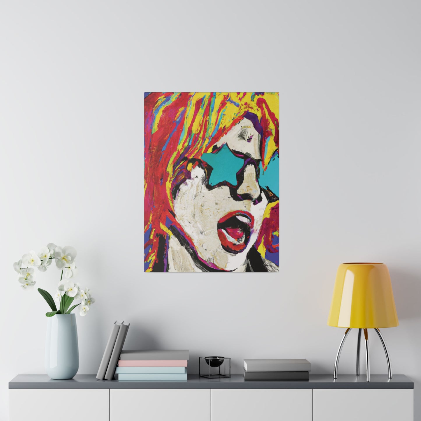 8876G - Rockstar Painting Print | Face | Abstract | Poster | Home Decor | Wall Art | Music Art | Canvas