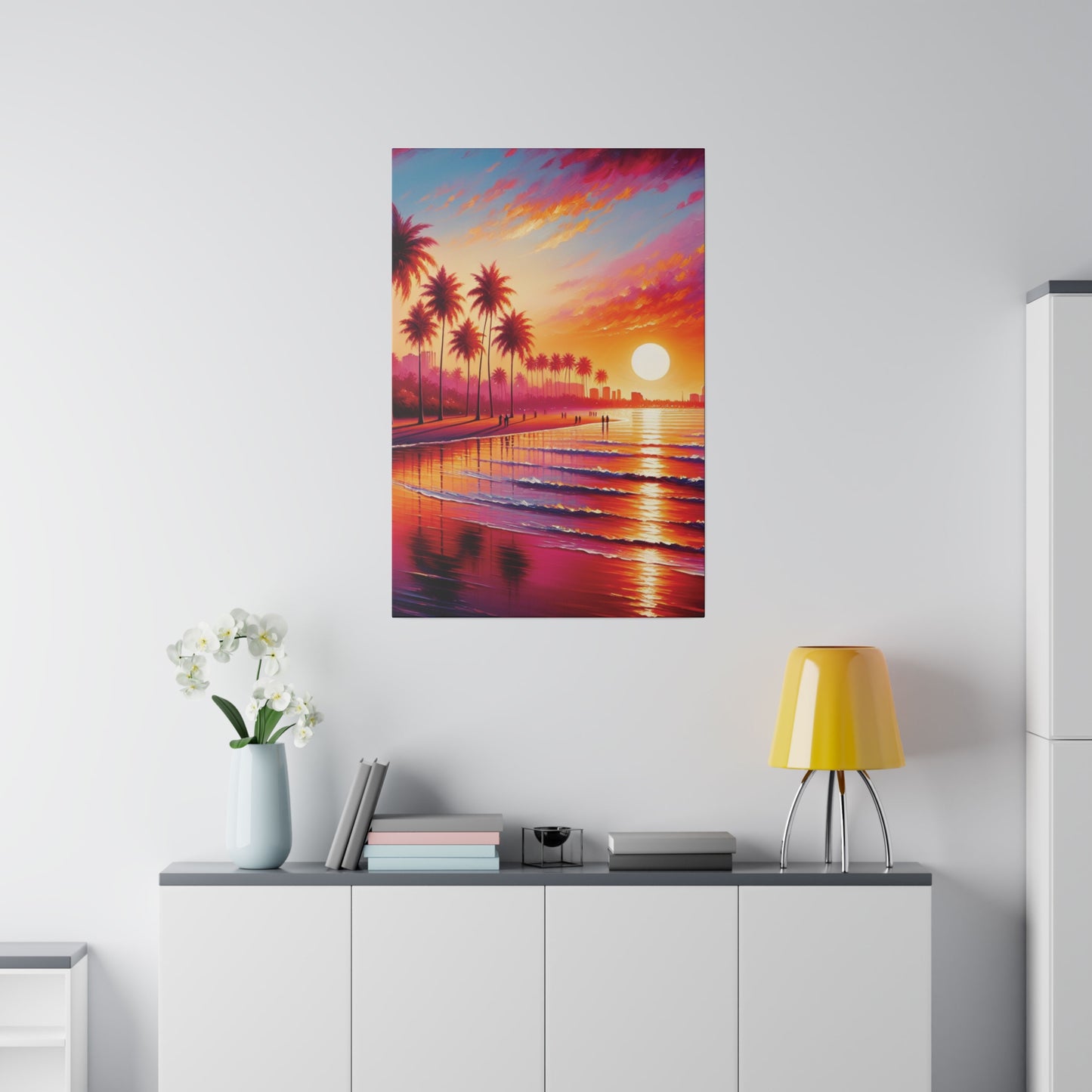 6294B - miami beach art, sunset background, ocean art work, beach art work, sunset designs, miami beach painting, miami beach print