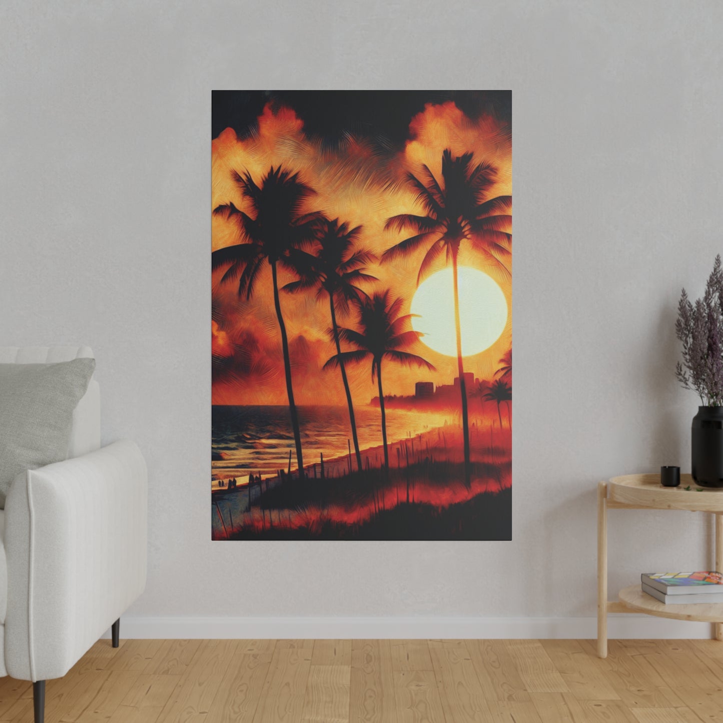 7135K - miami beach art, sunset background, ocean art work, beach art work, sunset designs, miami beach painting, miami beach print