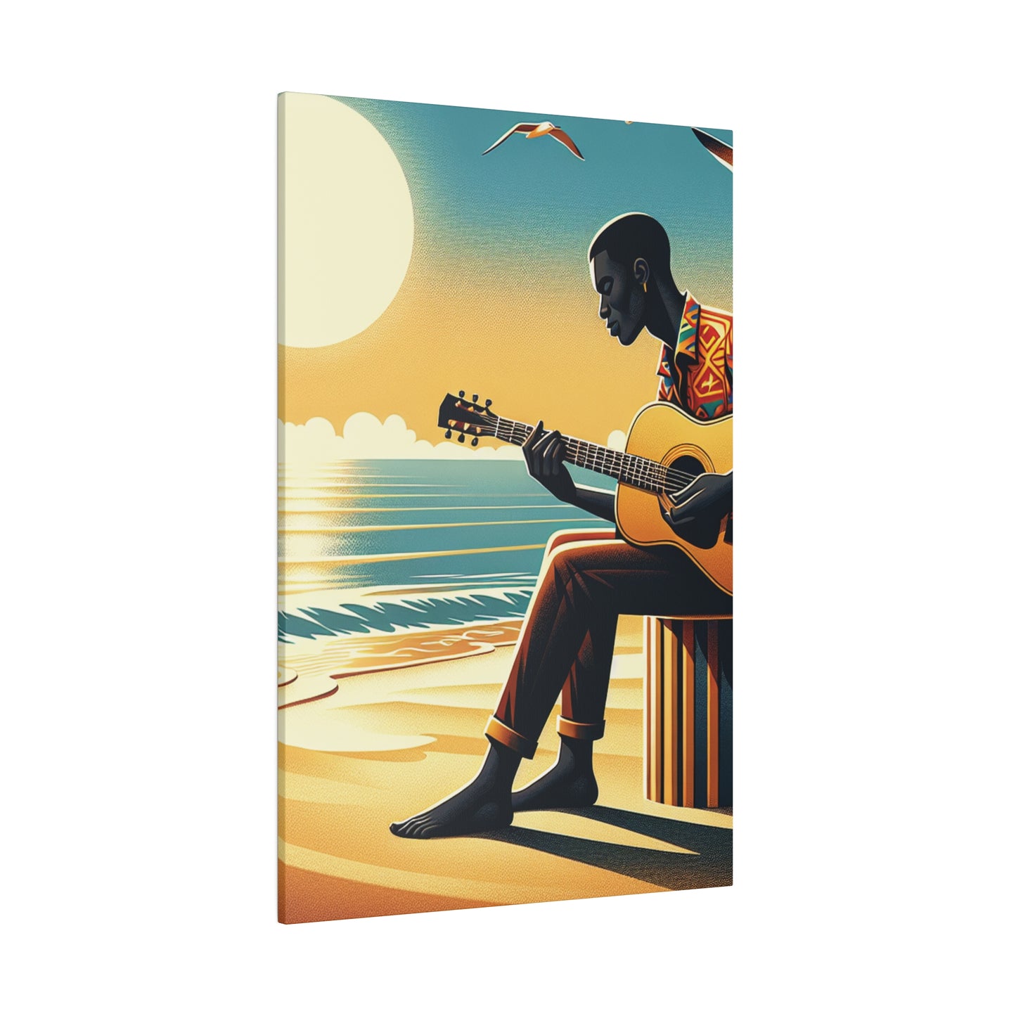 3127J - music art work, musician gift ideas, sunset background, sunset designs, ocean art work, beach art work, guitar art work, guitar player