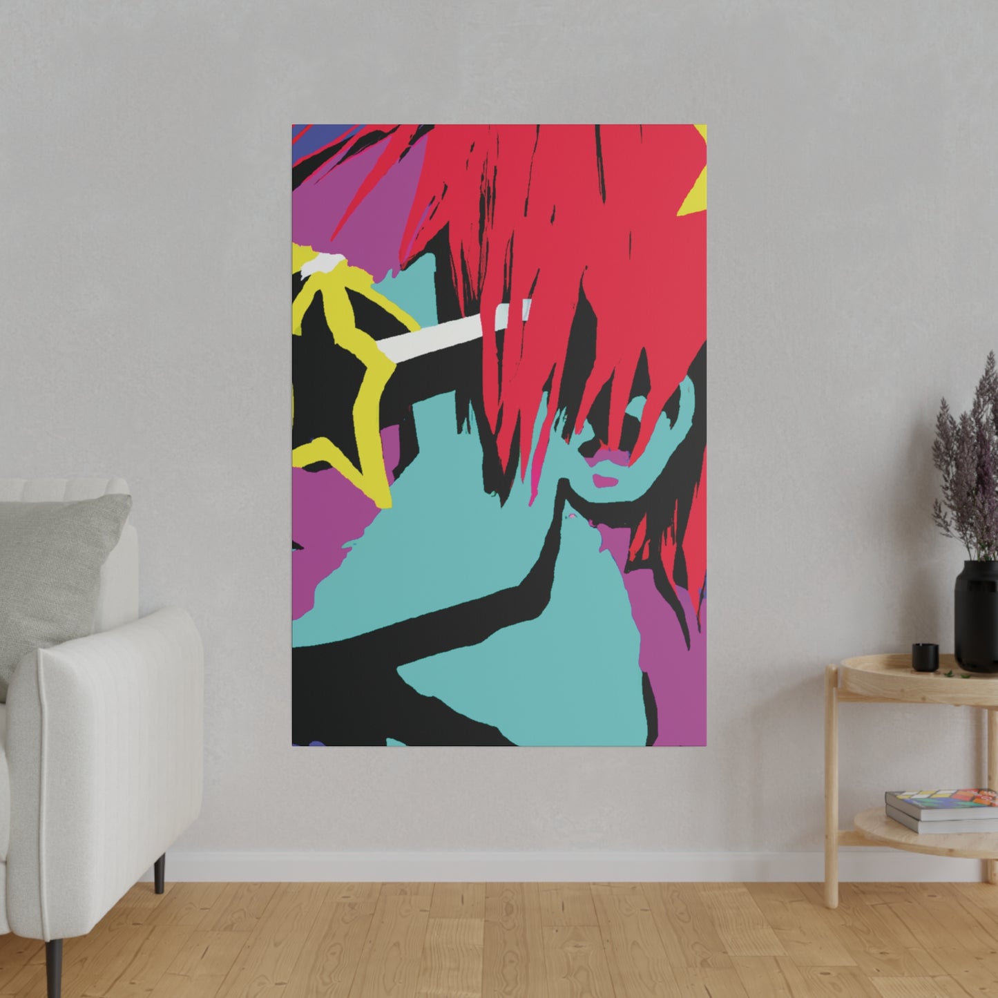 8877T - Rockstar Painting Print | Face | Abstract | Poster | Home Decor | Wall Art | Music Art | Canvas