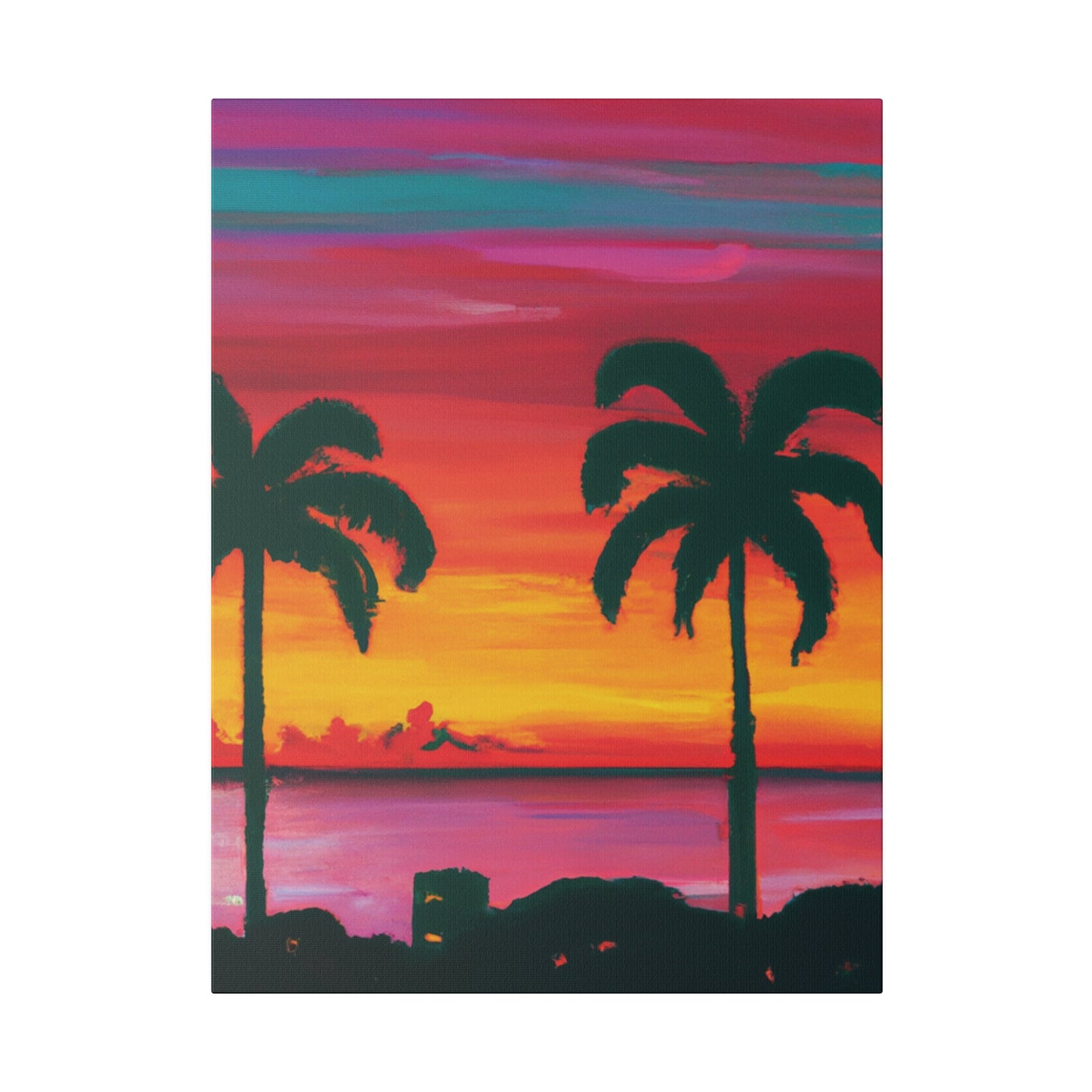 3275A - Miami Beach Sunset Painting Print | Miami | Beach | Sunset | Poster | Home Decor | Wall Art | Canvas