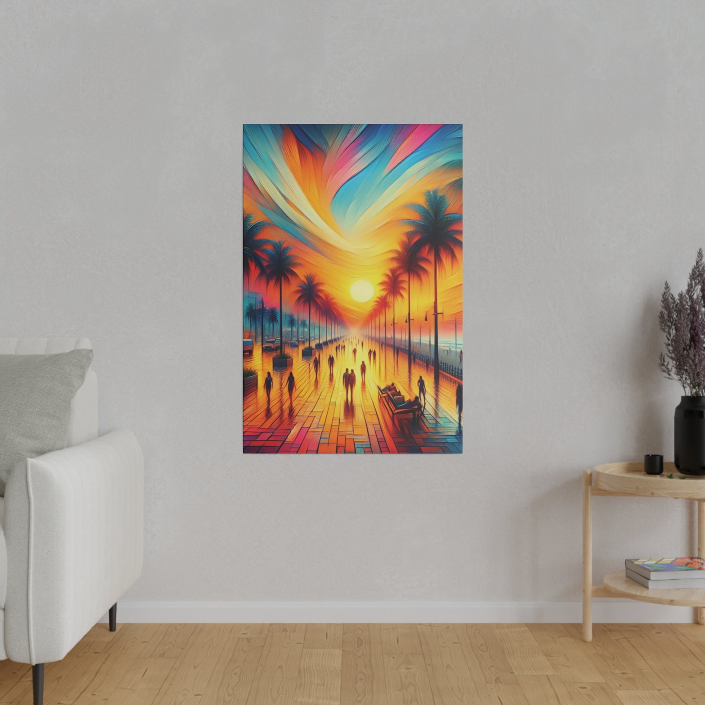 5683C - miami beach art, sunset background, ocean art work, beach art work, sunset designs, miami beach painting, miami beach print