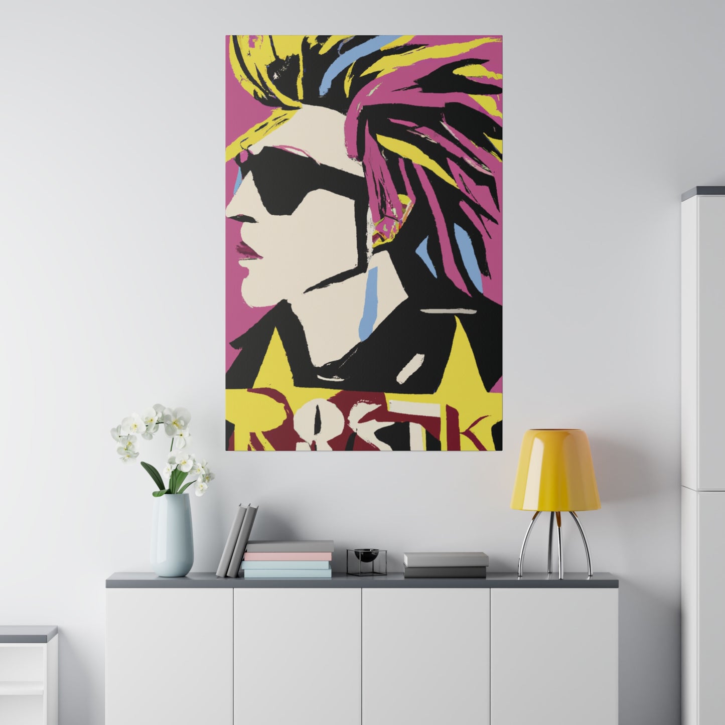 6201W - Rockstar Painting Print | Face | Abstract | Poster | Home Decor | Wall Art | Music Art | Canvas