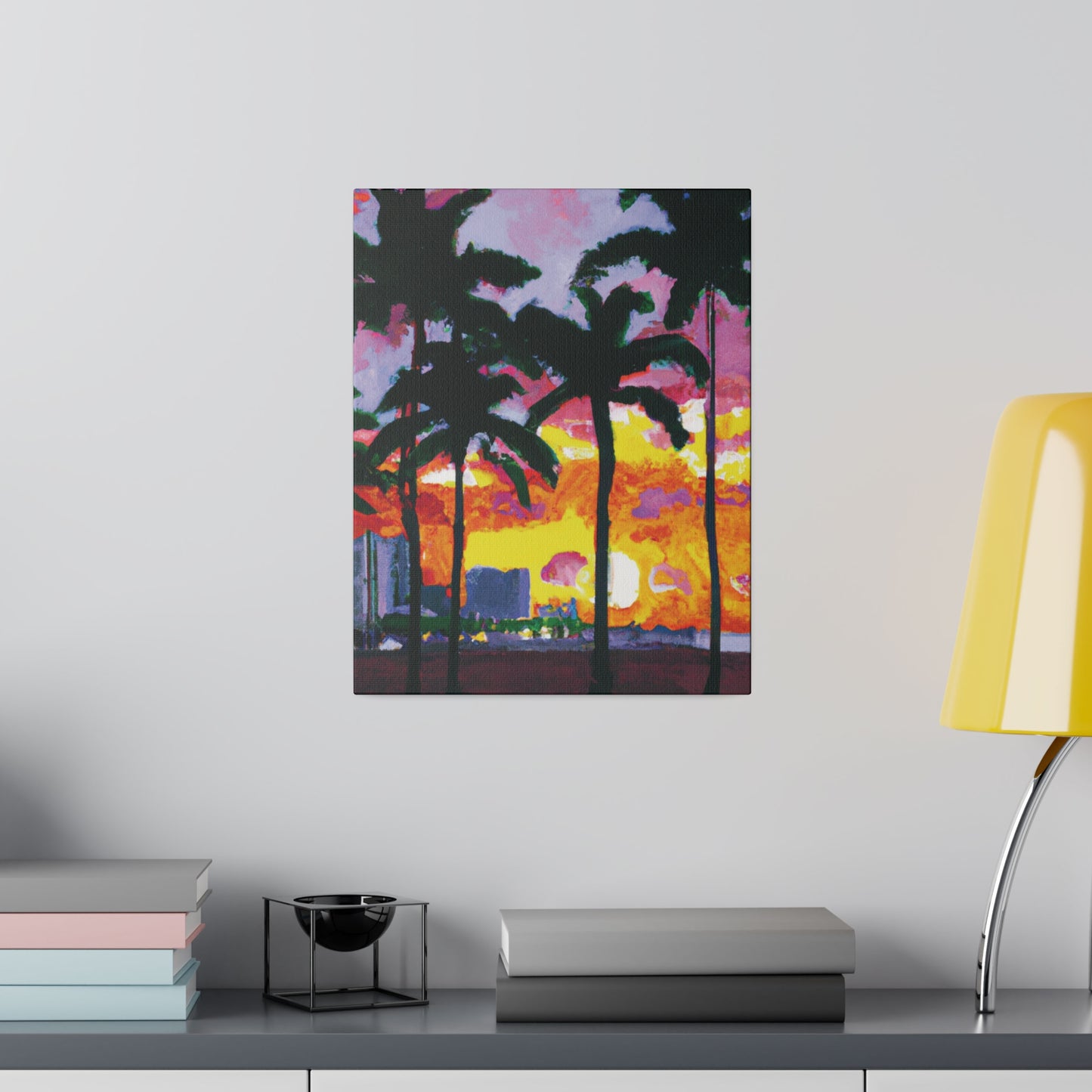 6342T - Miami Beach Sunset Painting Print | Miami | Beach | Sunset | Poster | Home Decor | Wall Art | Canvas