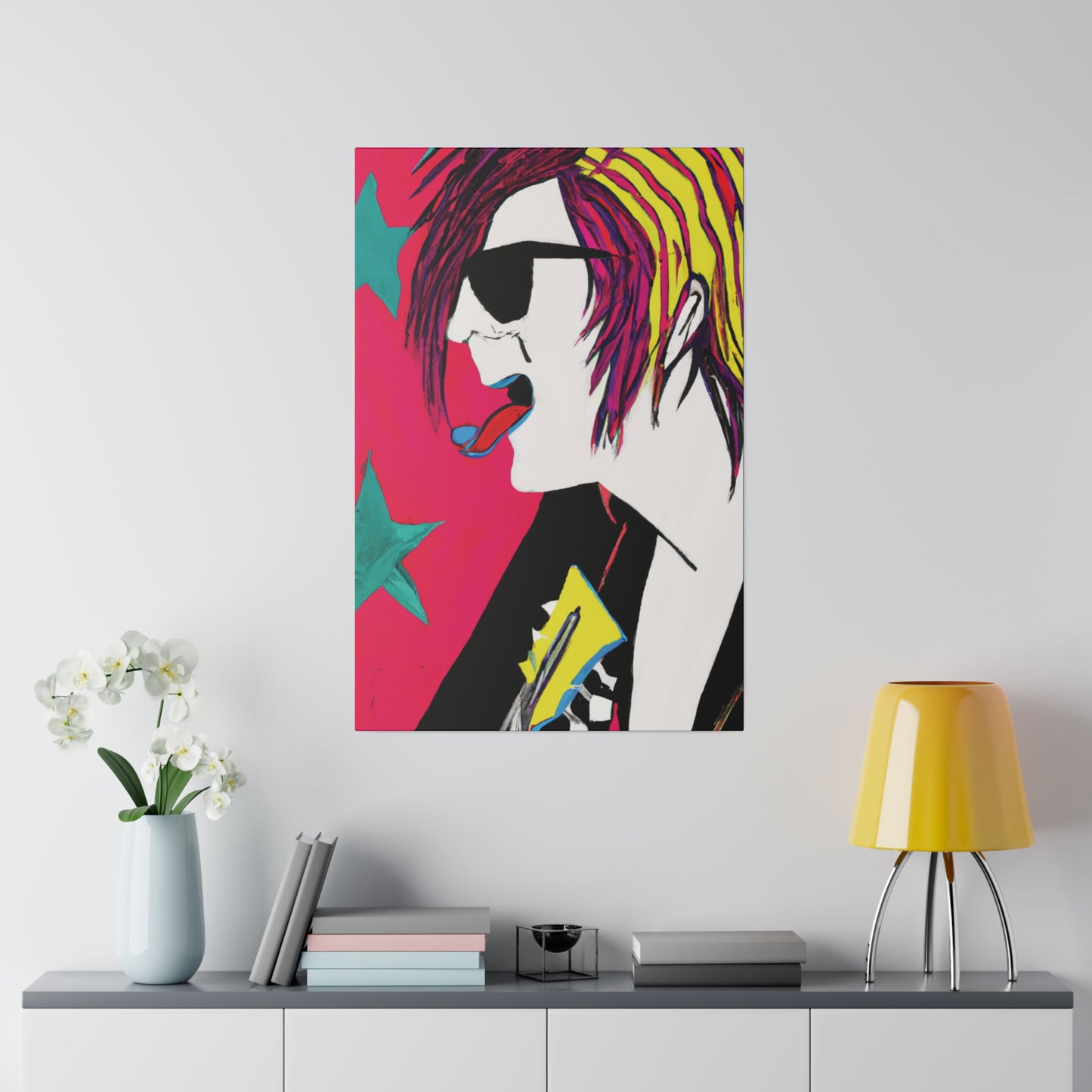 4447P - Rockstar Painting Print | Face | Abstract | Poster | Home Decor | Wall Art | Music Art | Canvas