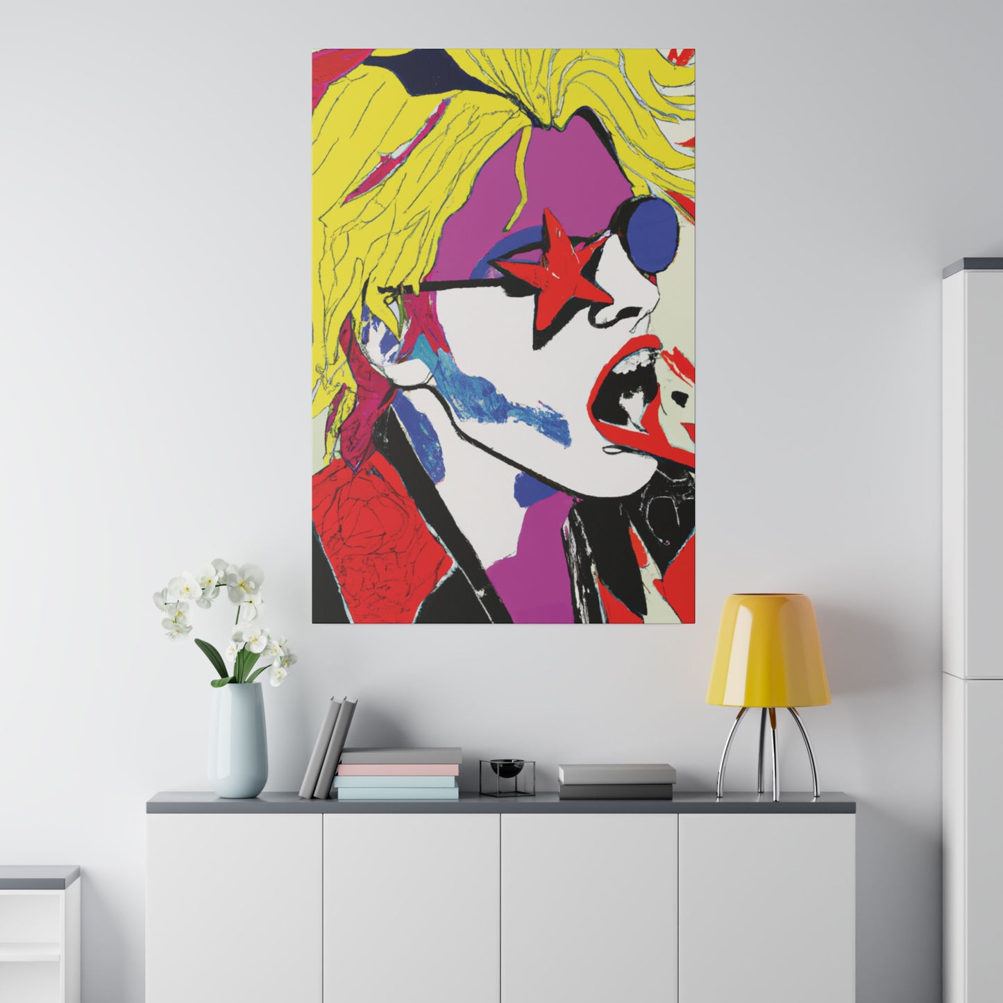 7531H - Rockstar Painting Print | Face | Abstract | Poster | Home Decor | Wall Art | Music Art | Canvas