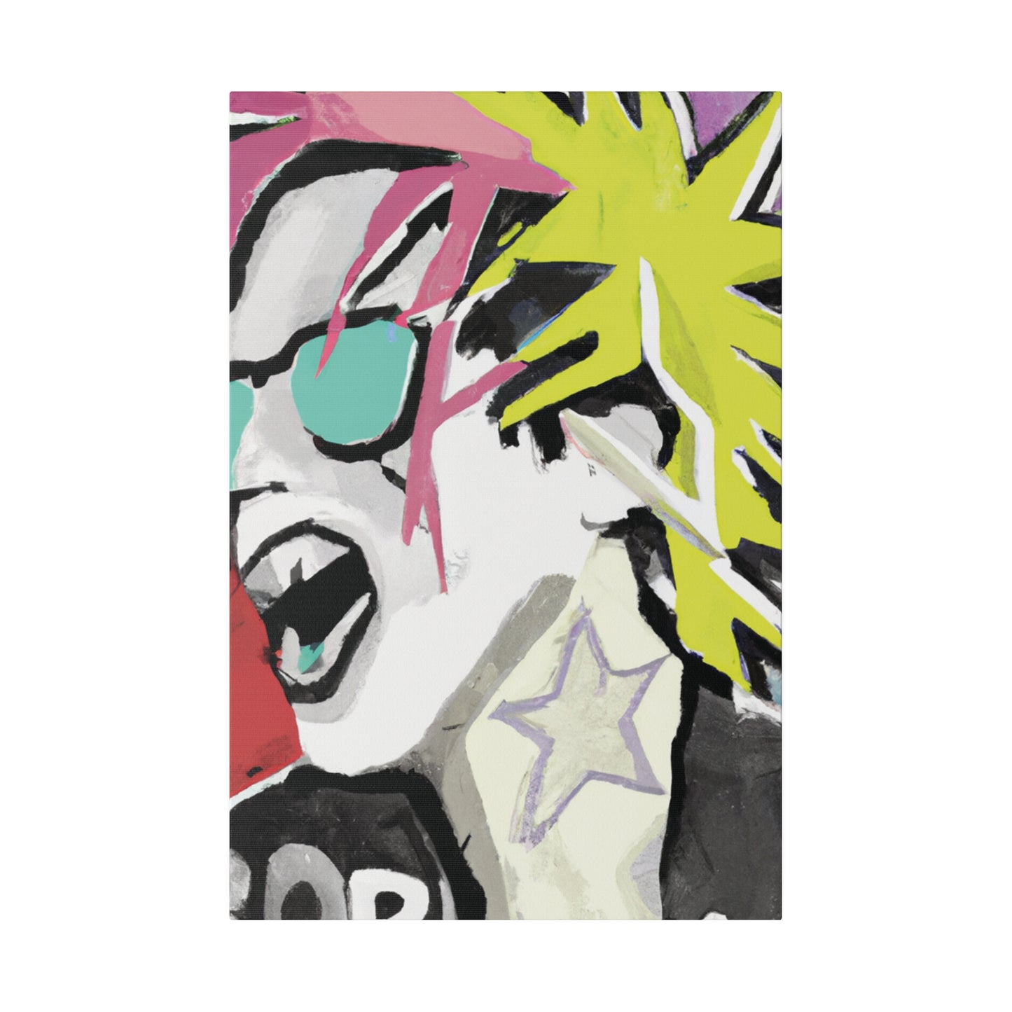 9589K - Rockstar Painting Print | Face | Abstract | Poster | Home Decor | Wall Art | Music Art | Canvas