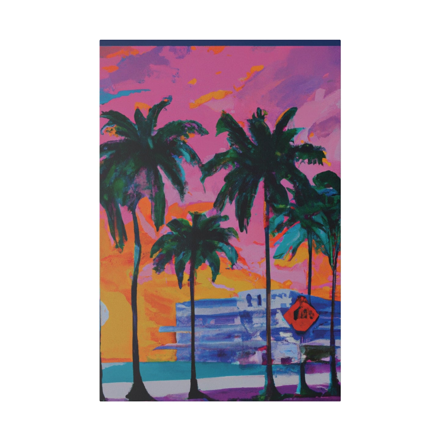 5487P - Miami Beach Sunset Painting Print | Miami | Beach | Sunset | Poster | Home Decor | Wall Art | Canvas