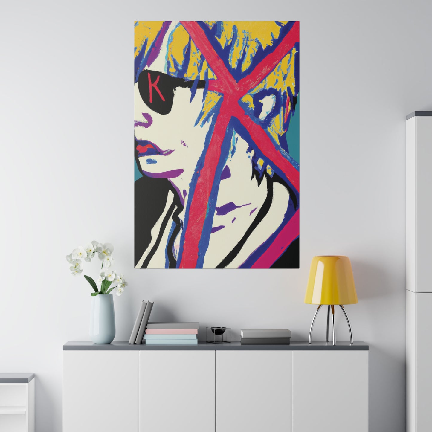 2460Y - Rockstar Painting Print | Face | Abstract | Poster | Home Decor | Wall Art | Music Art | Canvas