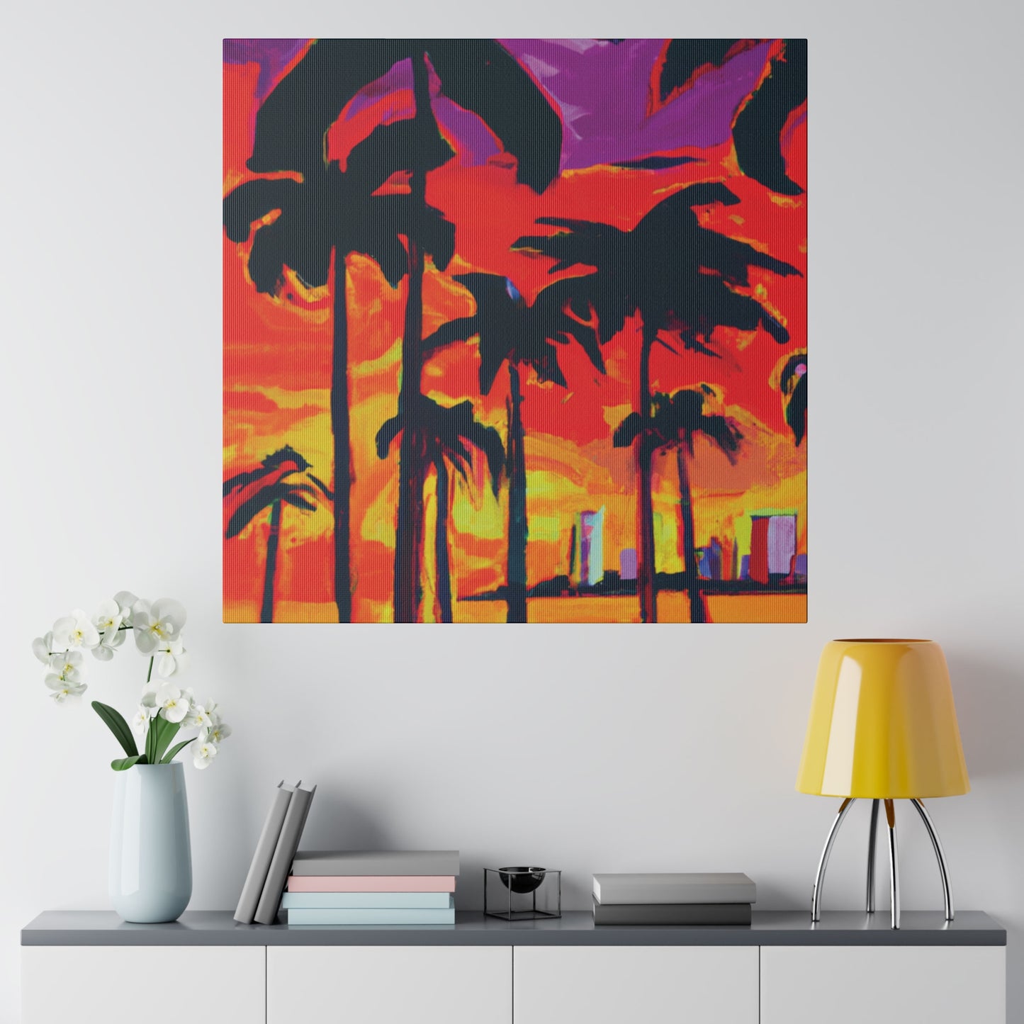 3128K - Miami Beach Sunset Painting Print | Miami | Beach | Sunset | Poster | Home Decor | Wall Art | Canvas