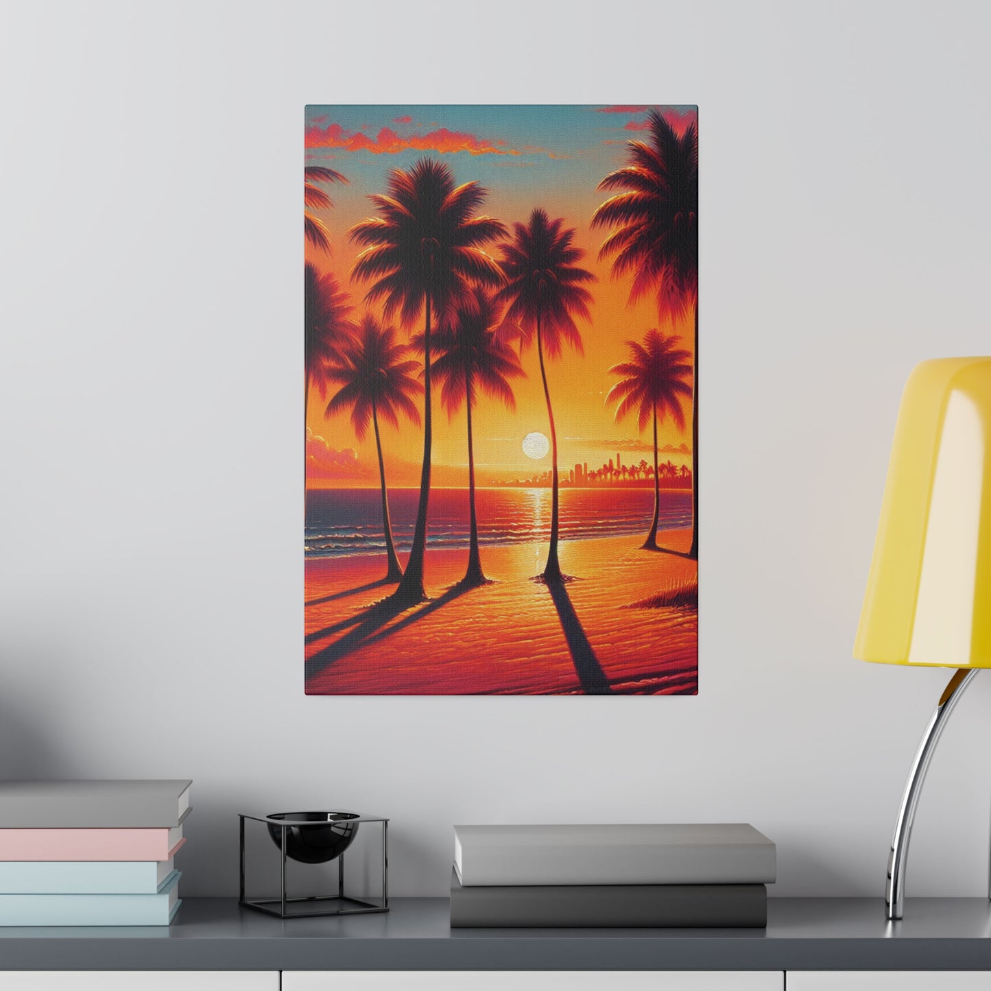 4387K - miami beach art, sunset background, ocean art work, beach art work, sunset designs, miami beach painting, miami beach print