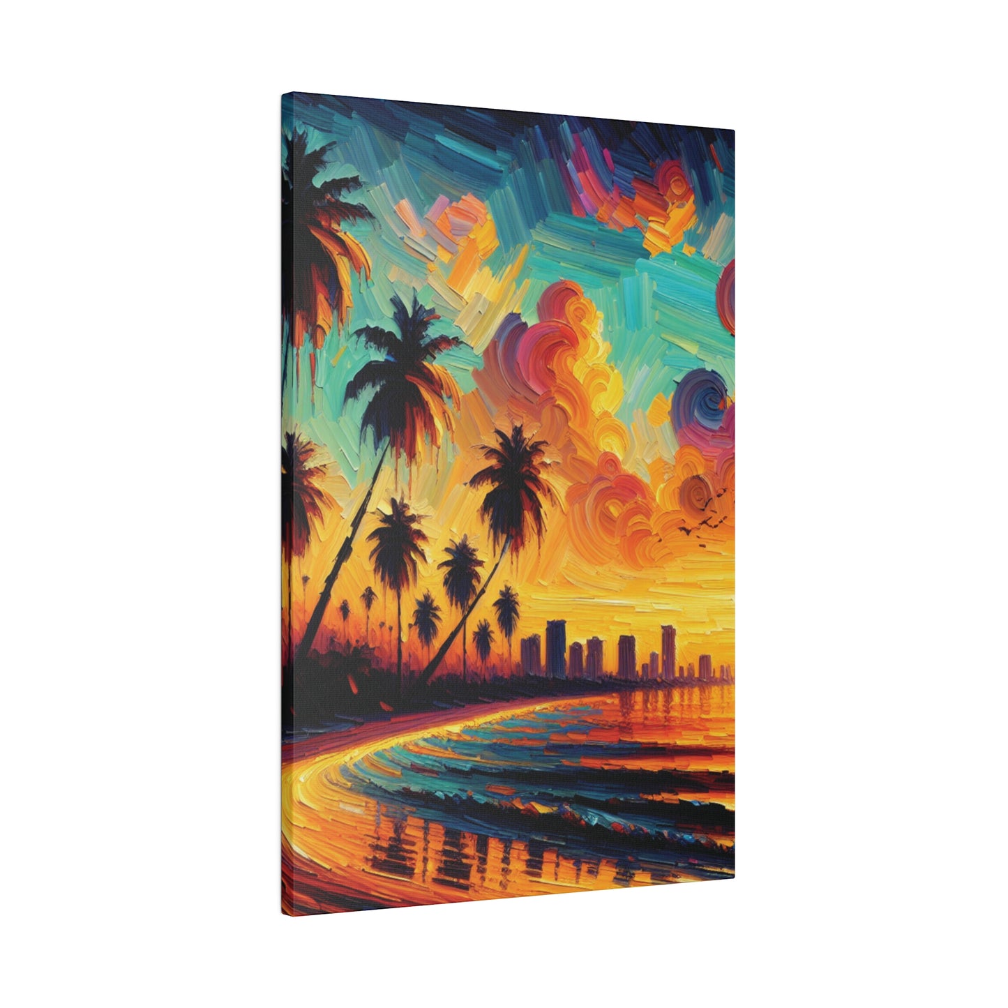 3726Z - miami beach art, sunset background, ocean art work, beach art work, sunset designs, miami beach painting, miami beach print