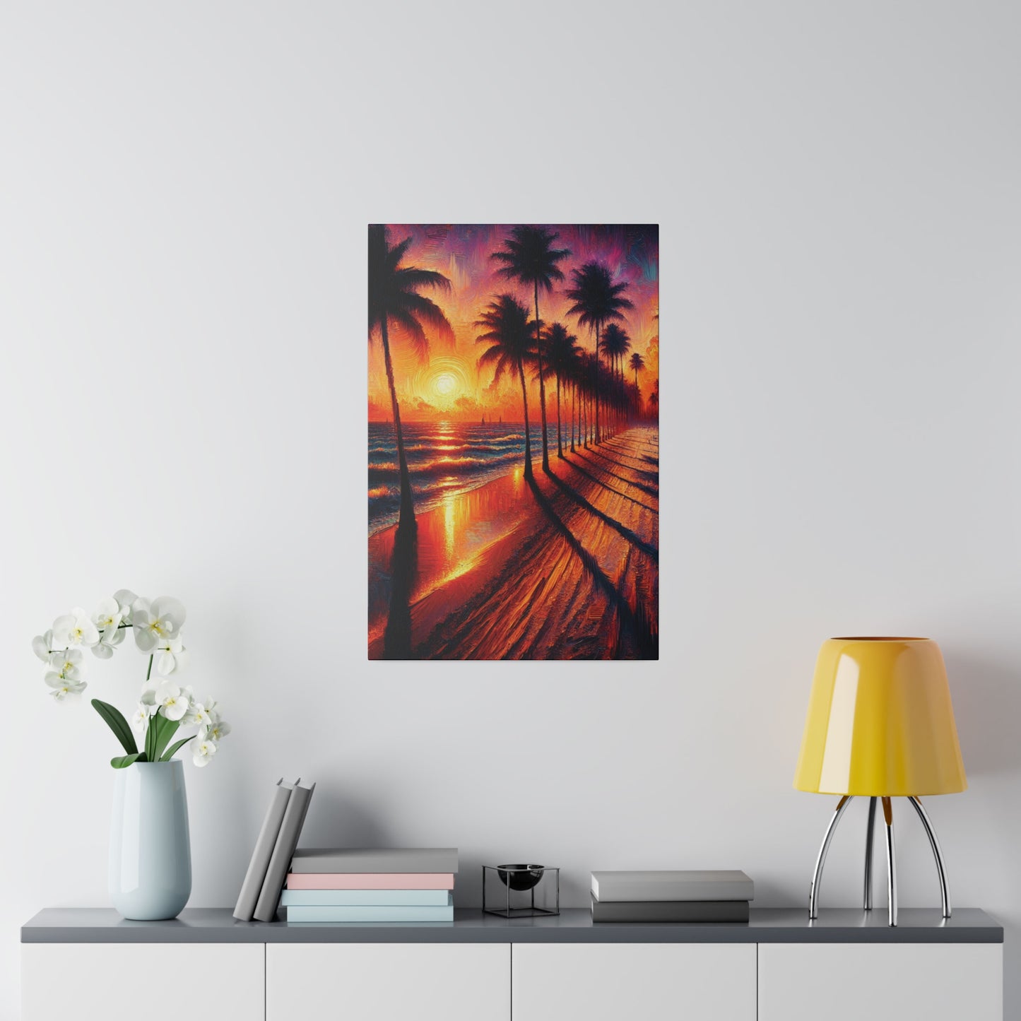 7132Q - miami beach art, sunset background, ocean art work, beach art work, sunset designs, miami beach painting, miami beach print